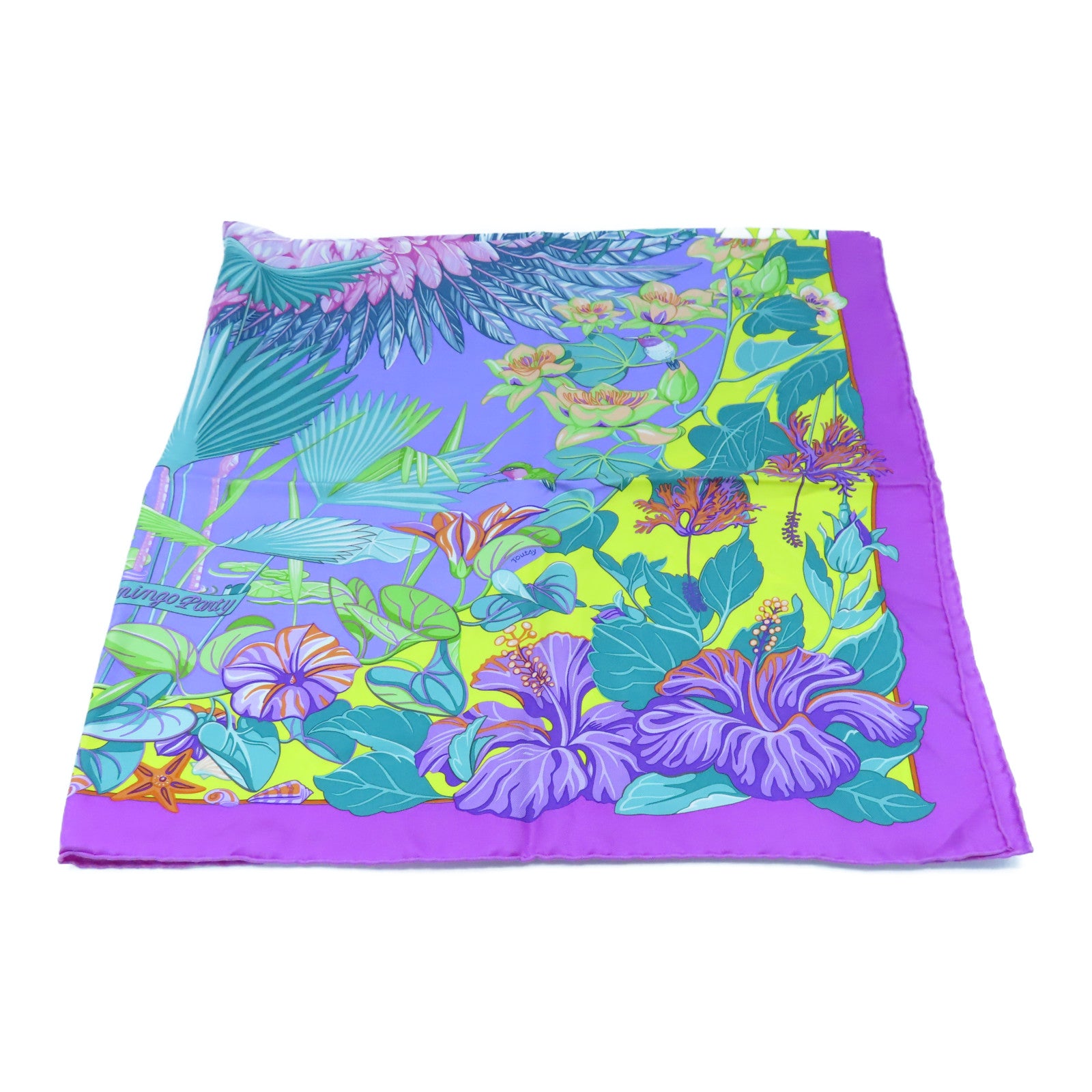 HERMES 丝质Scarf 90x90丝巾紫色黄色