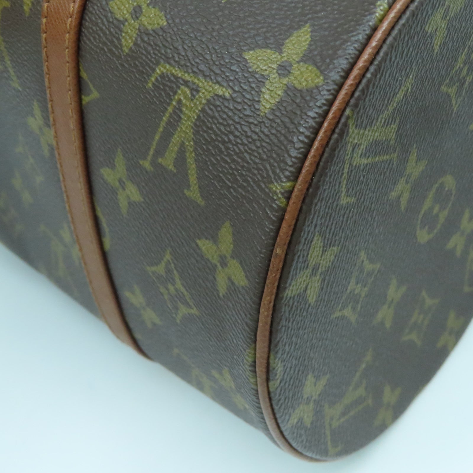 LOUIS VUITTON Monogram Papillon gold buckle handle bag brown