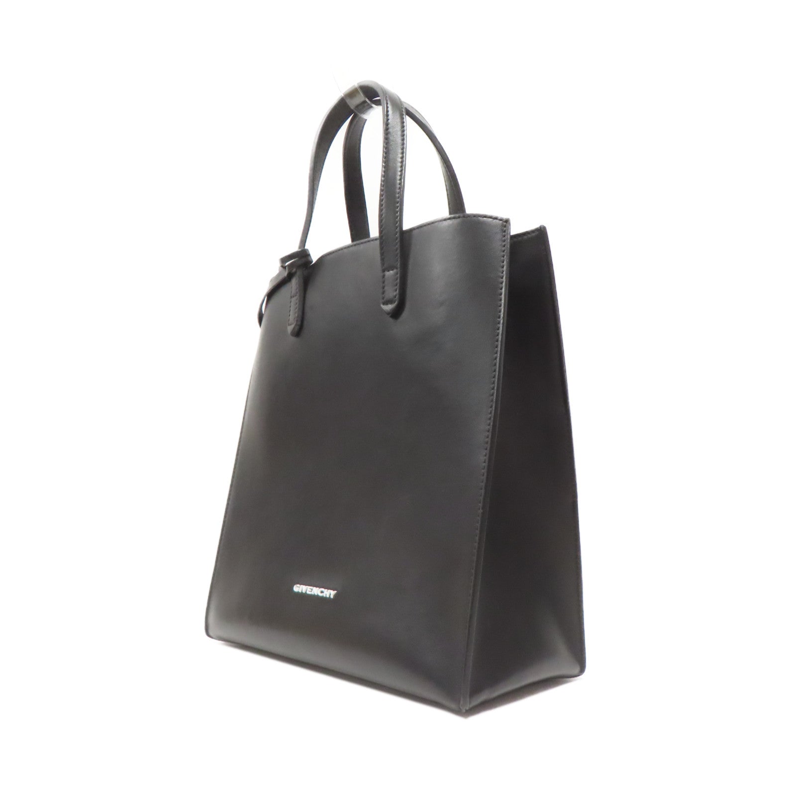 GIVENCHY 牛皮皮革Tote Bag銀扣手挽袋黑色