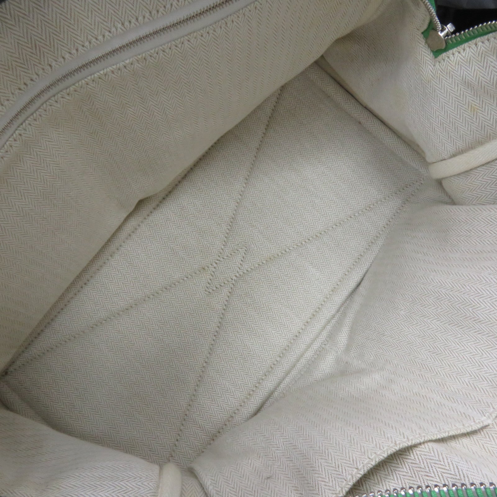 HERMES Clemence皮革Victolia銀扣手挽袋竹子綠色