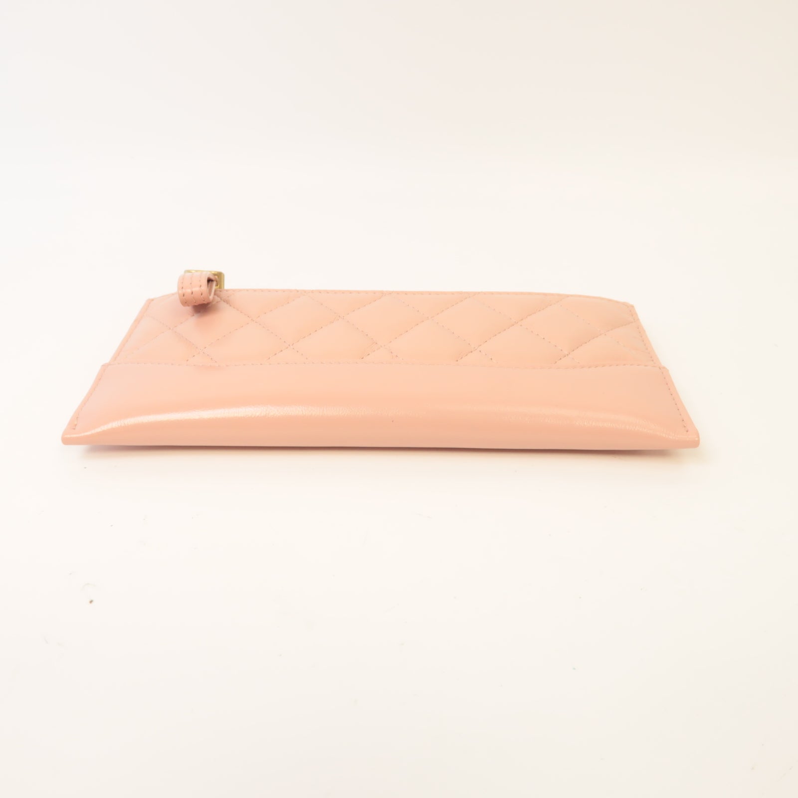 CHANEL 菱格皮革Zipped Long Wallet金扣粉紅色