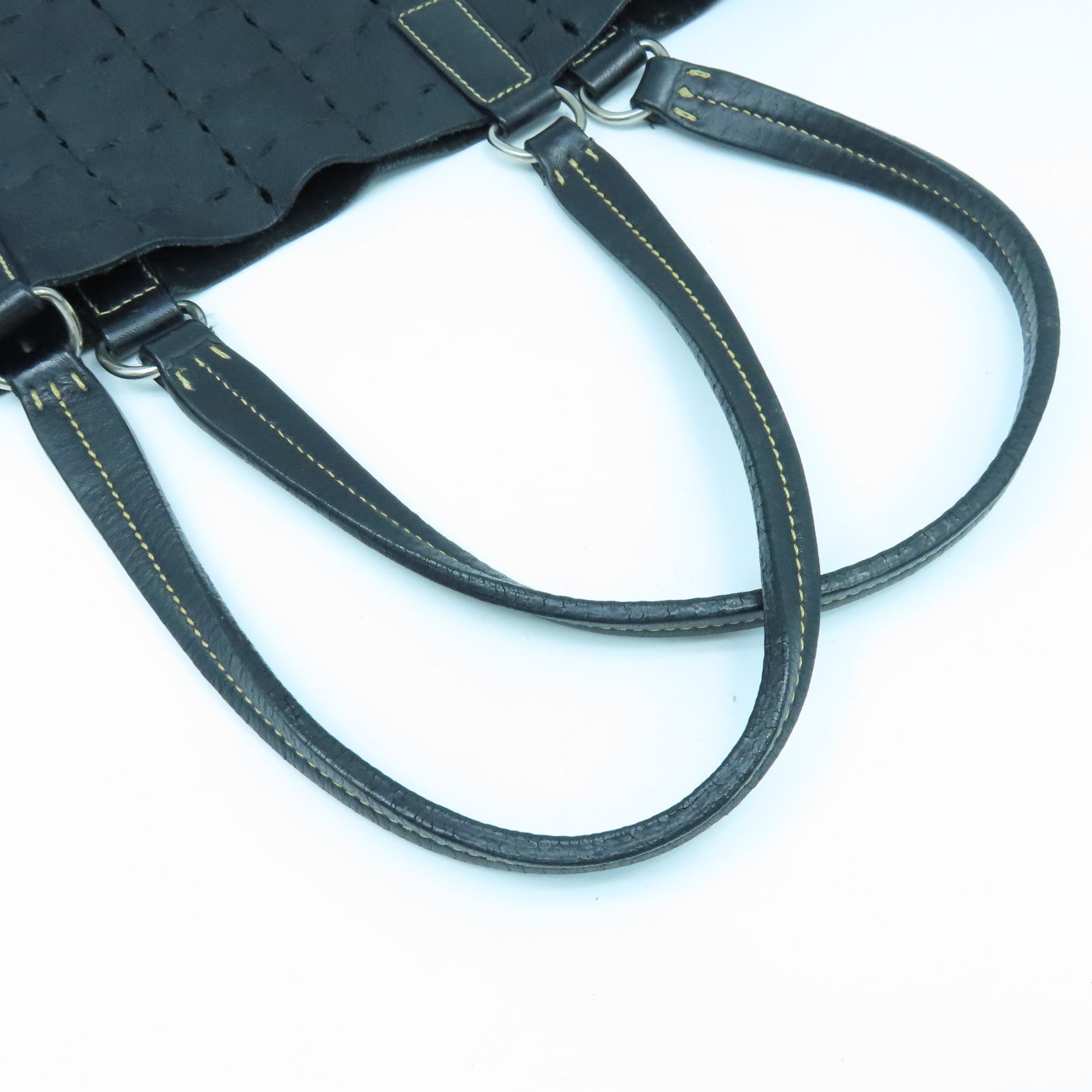 Miu Miu 牛皮皮革Tote Bag銀扣手挽袋黑色