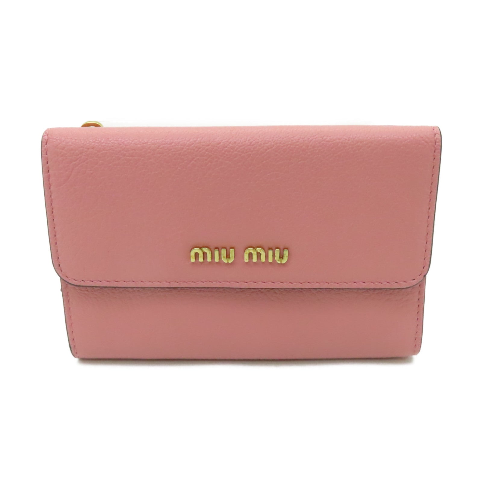 Miu Miu 牛皮皮革Wallet金扣錢包粉紅色