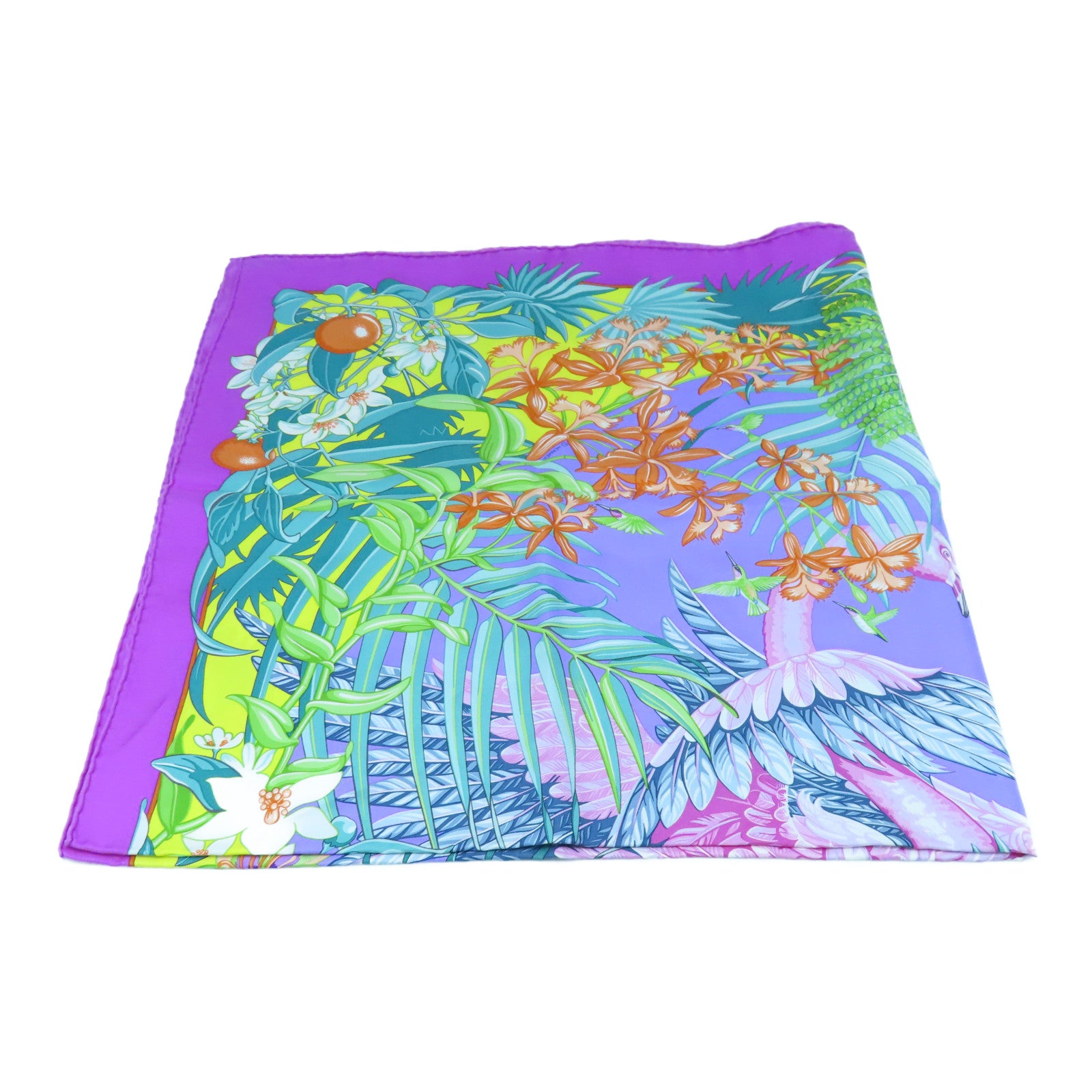 HERMES 丝质Scarf 90x90丝巾紫色黄色