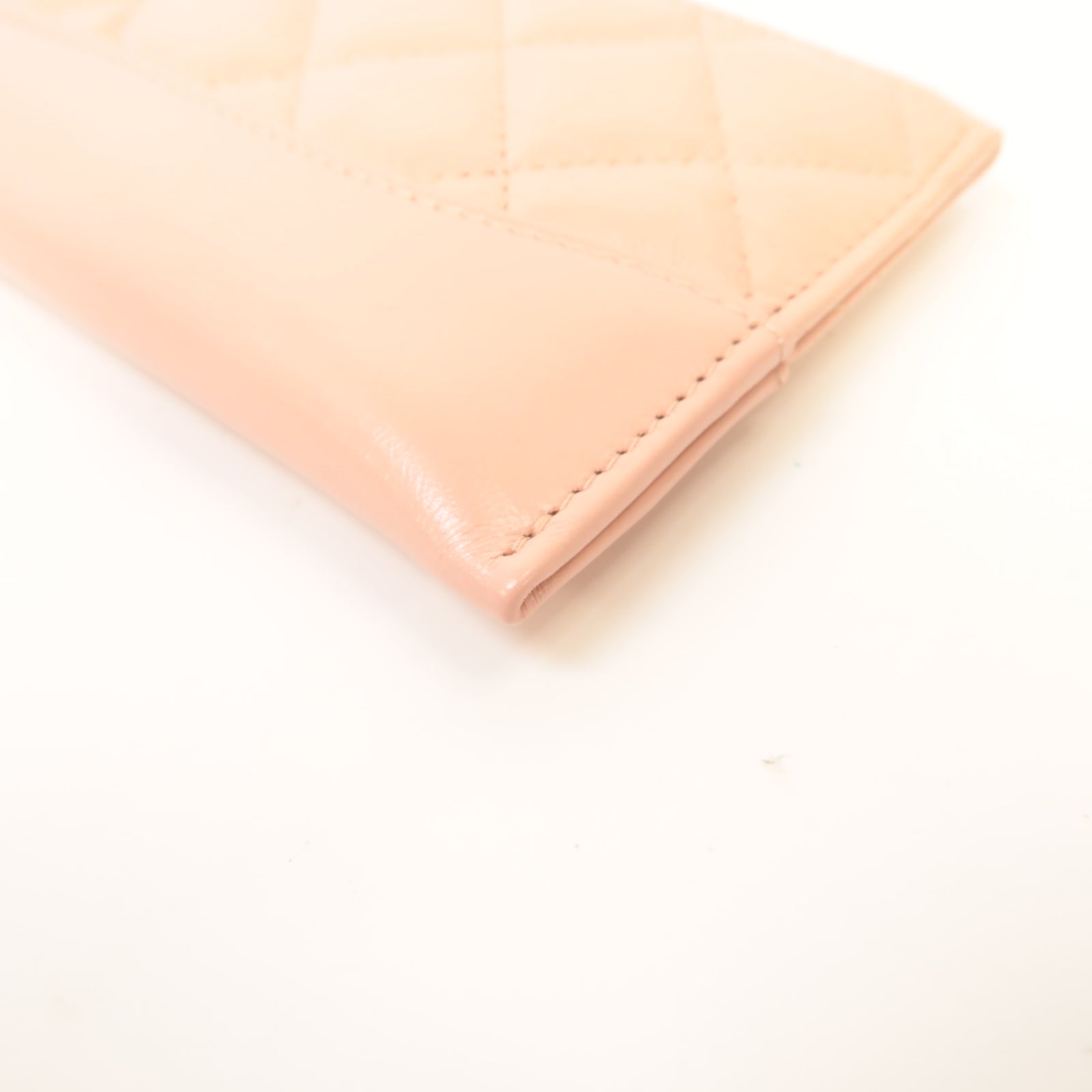 CHANEL 菱格皮革Zipped Long Wallet金扣粉紅色