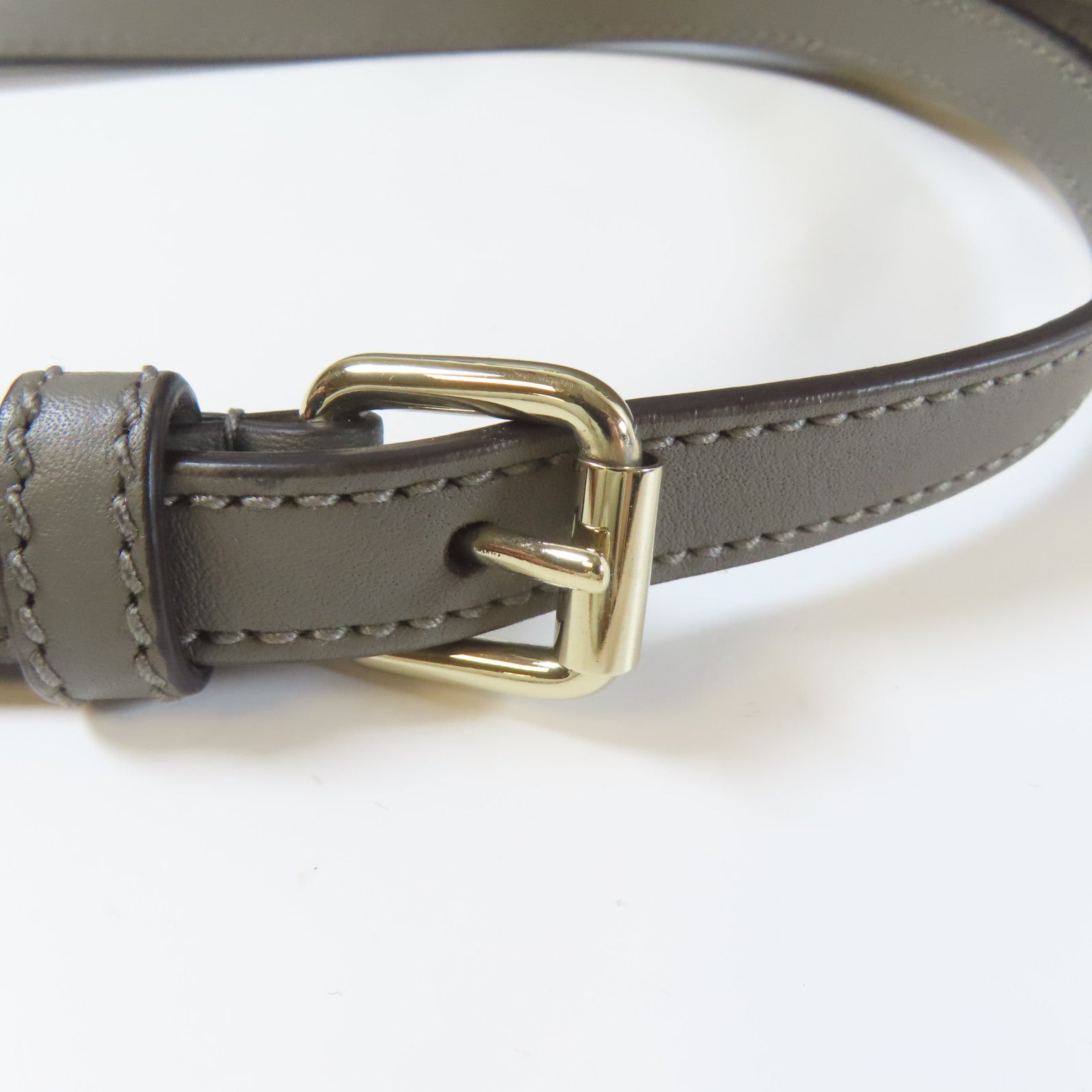 GUCCI 牛皮皮革Shoulder Bag金扣手挽肩背兩用袋灰色