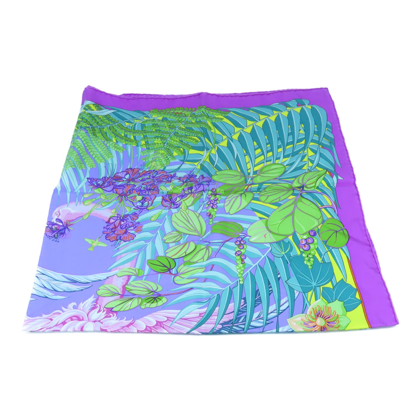 HERMES 丝质Scarf 90x90丝巾紫色黄色