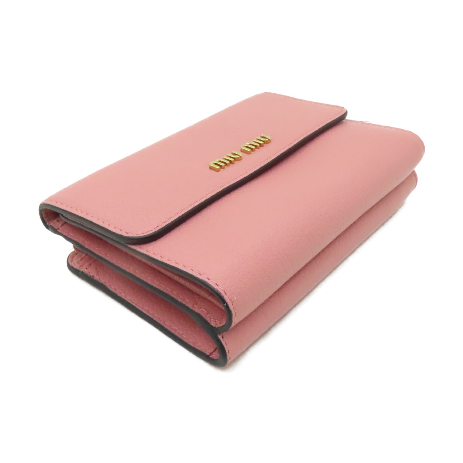 Miu Miu 牛皮皮革Wallet金扣錢包粉紅色