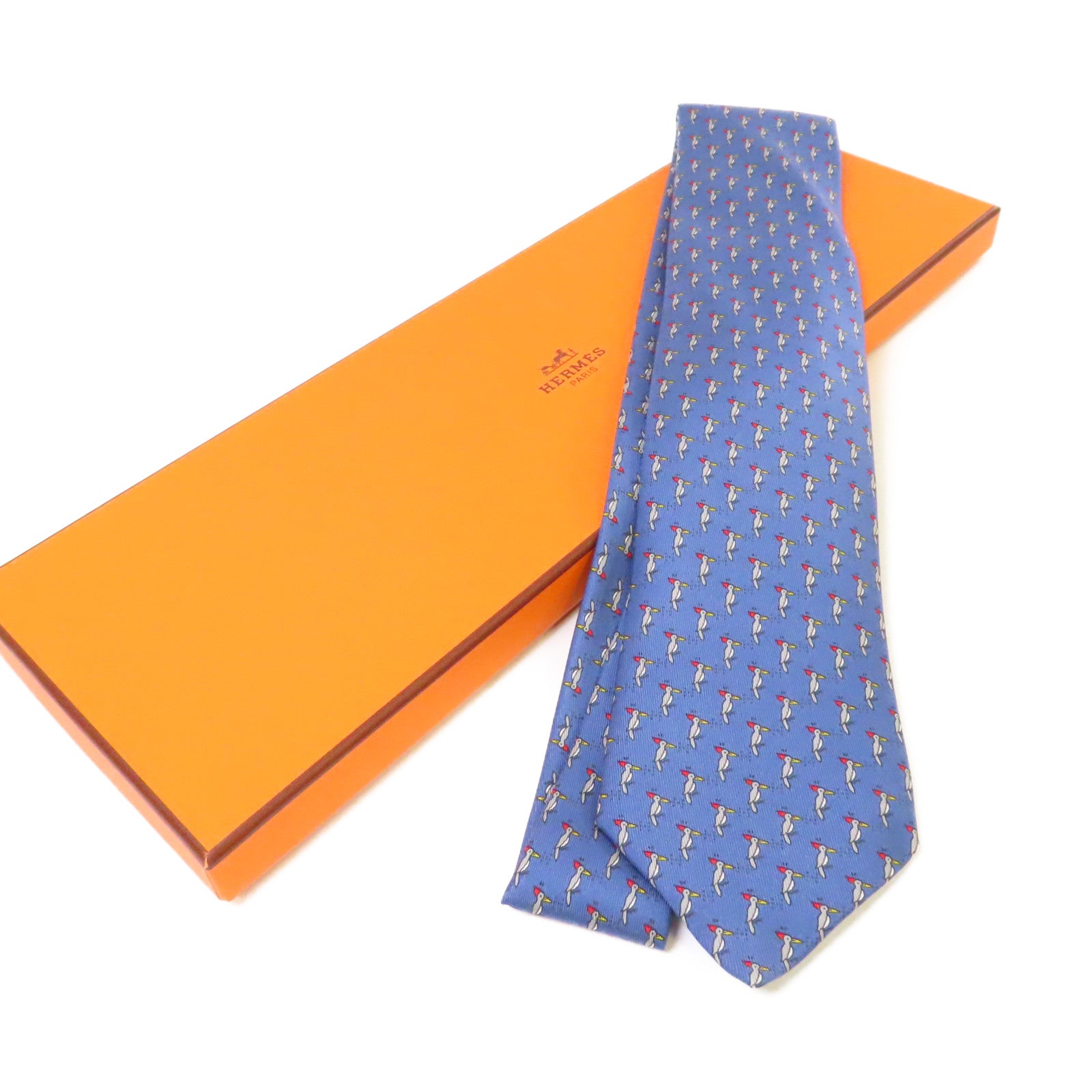 HERMES 絲質Necktie領帶藍色/彩色