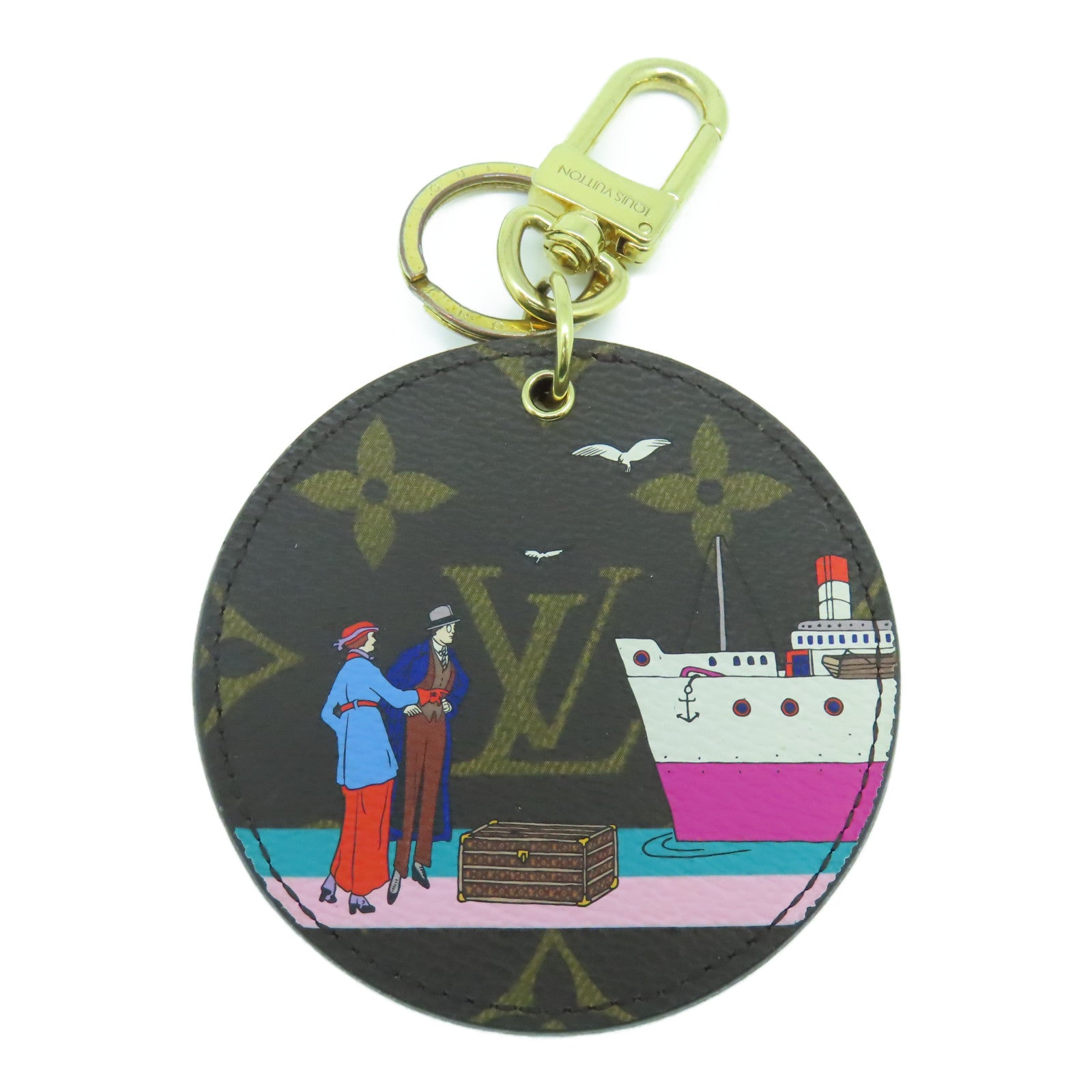 LOUIS VUITTON Monogram Key Charm金扣鎖匙扣啡色/彩色