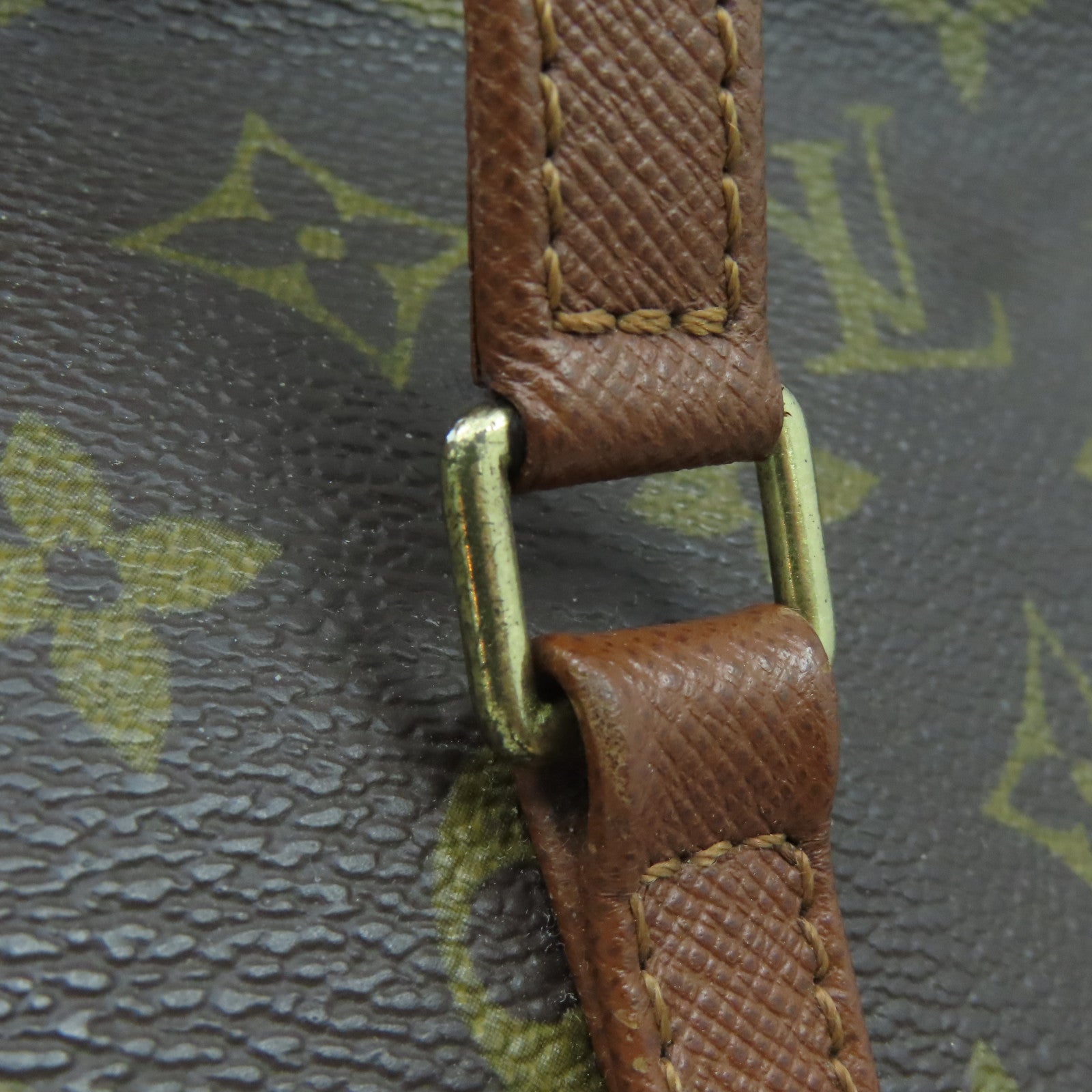 LOUIS VUITTON Monogram Papillon gold buckle handle bag brown