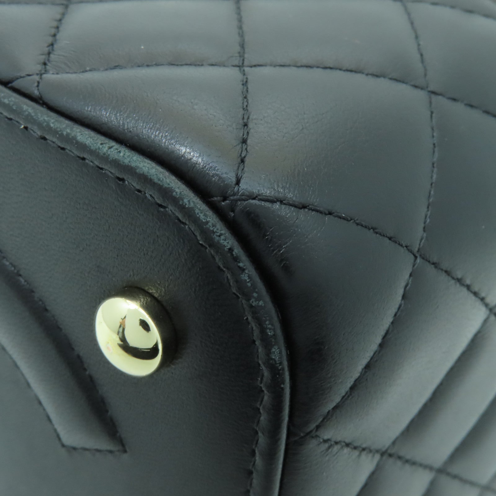 CHANEL 菱格羊皮皮革Chain Shoulder Bag金扣手挽肩背兩用袋黒色