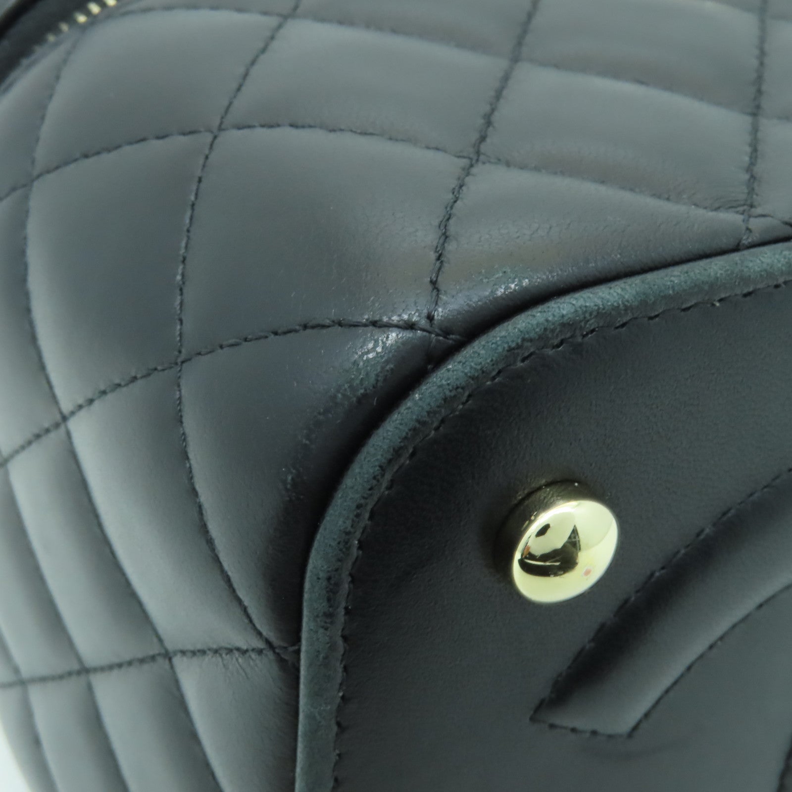 CHANEL 菱格羊皮皮革Chain Shoulder Bag金扣手挽肩背兩用袋黒色