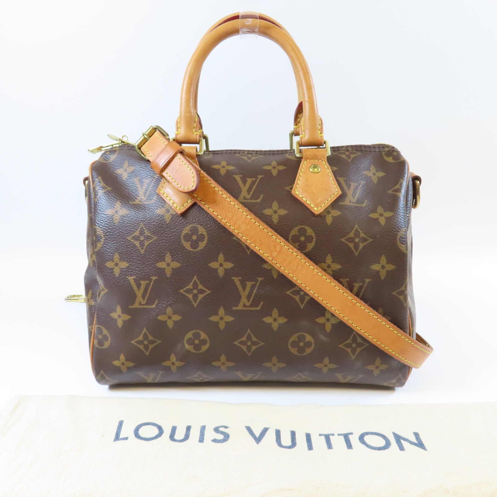 LOUIS VUITTON Monogram Speedy 25 Bandouliere金扣手挽肩背兩用袋啡色