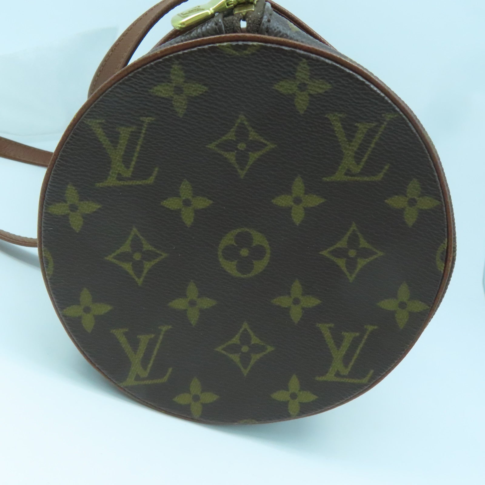 LOUIS VUITTON Monogram Papillon gold buckle handle bag brown