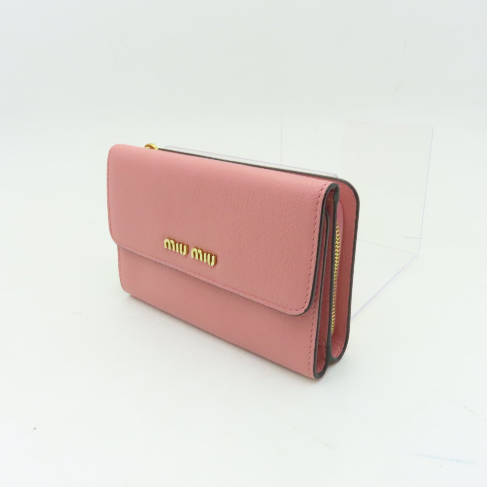 Miu Miu 牛皮皮革Wallet金扣錢包粉紅色