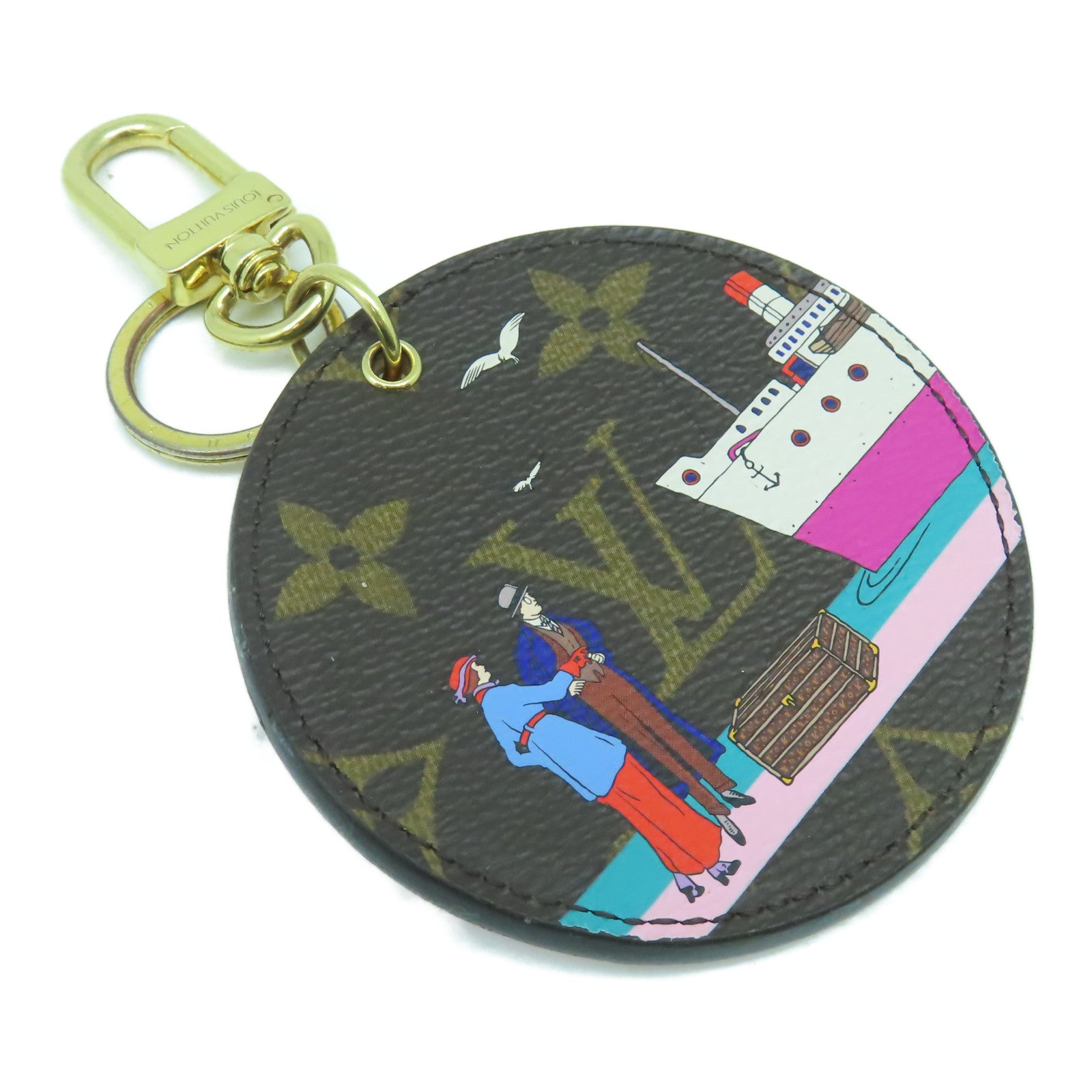 LOUIS VUITTON Monogram Key Charm金扣鎖匙扣啡色/彩色