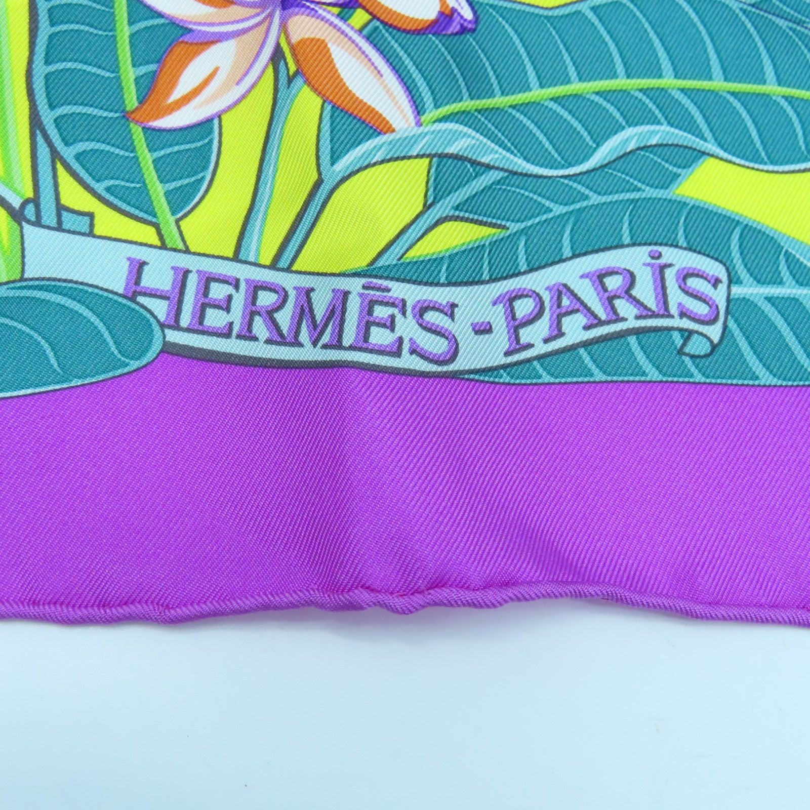 HERMES 丝质Scarf 90x90丝巾紫色黄色