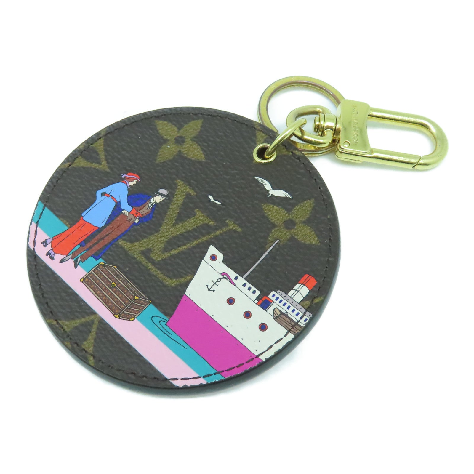 LOUIS VUITTON Monogram Key Charm金扣鎖匙扣啡色/彩色