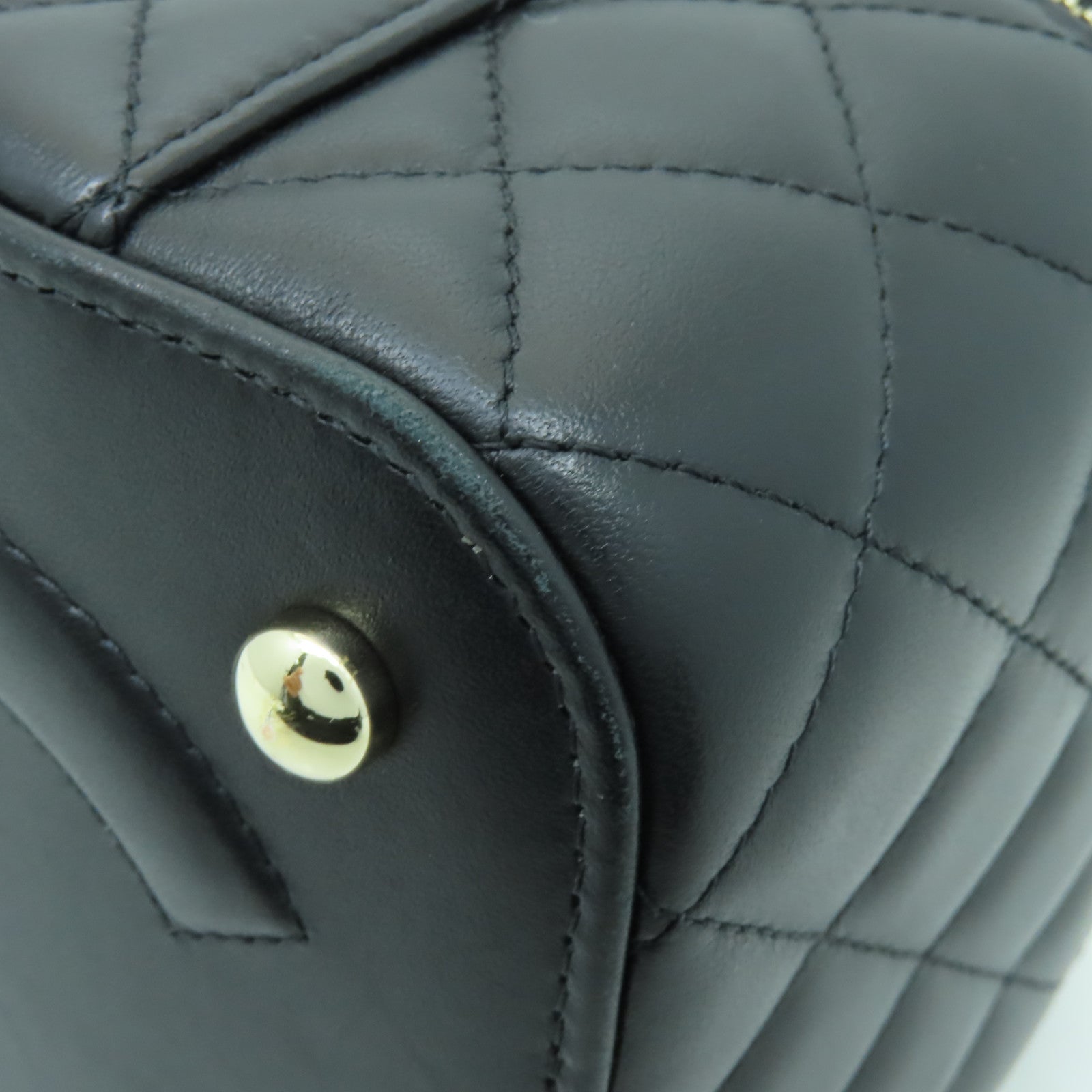 CHANEL 菱格羊皮皮革Chain Shoulder Bag金扣手挽肩背兩用袋黒色