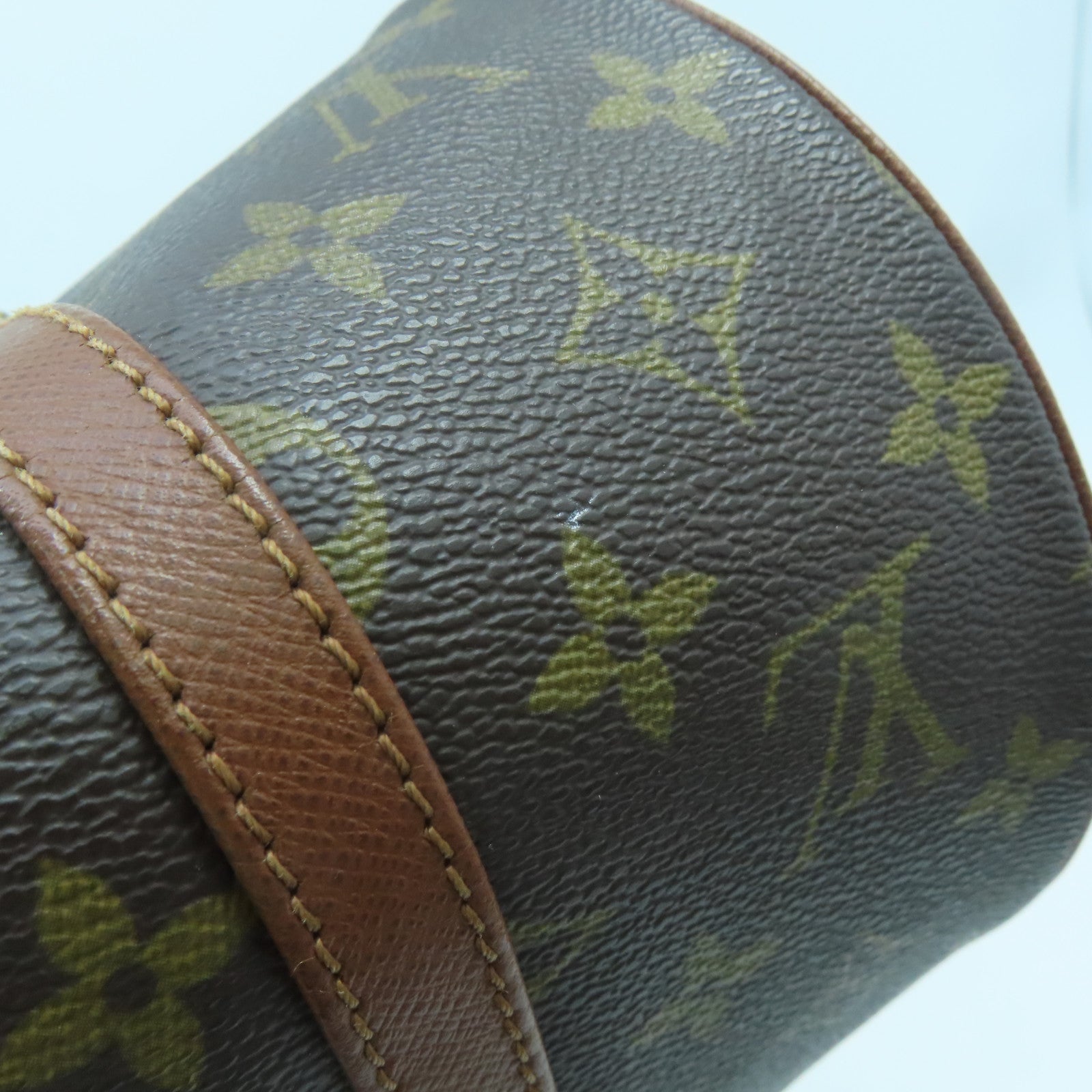 LOUIS VUITTON Monogram Papillon gold buckle handle bag brown