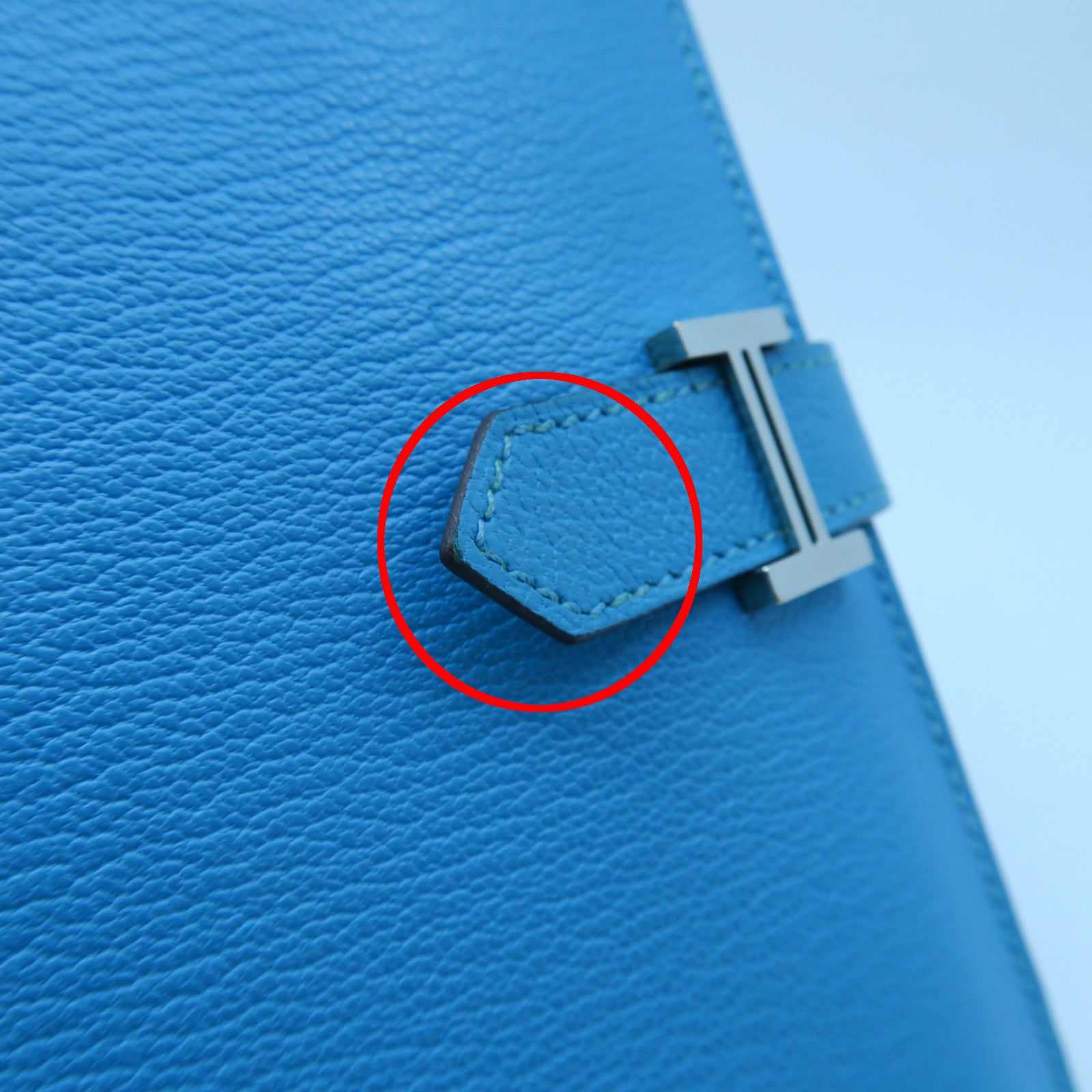 HERMES 【激減優惠】Chevre皮革Bearn bi-fold Long wallet銀扣長錢包藍色