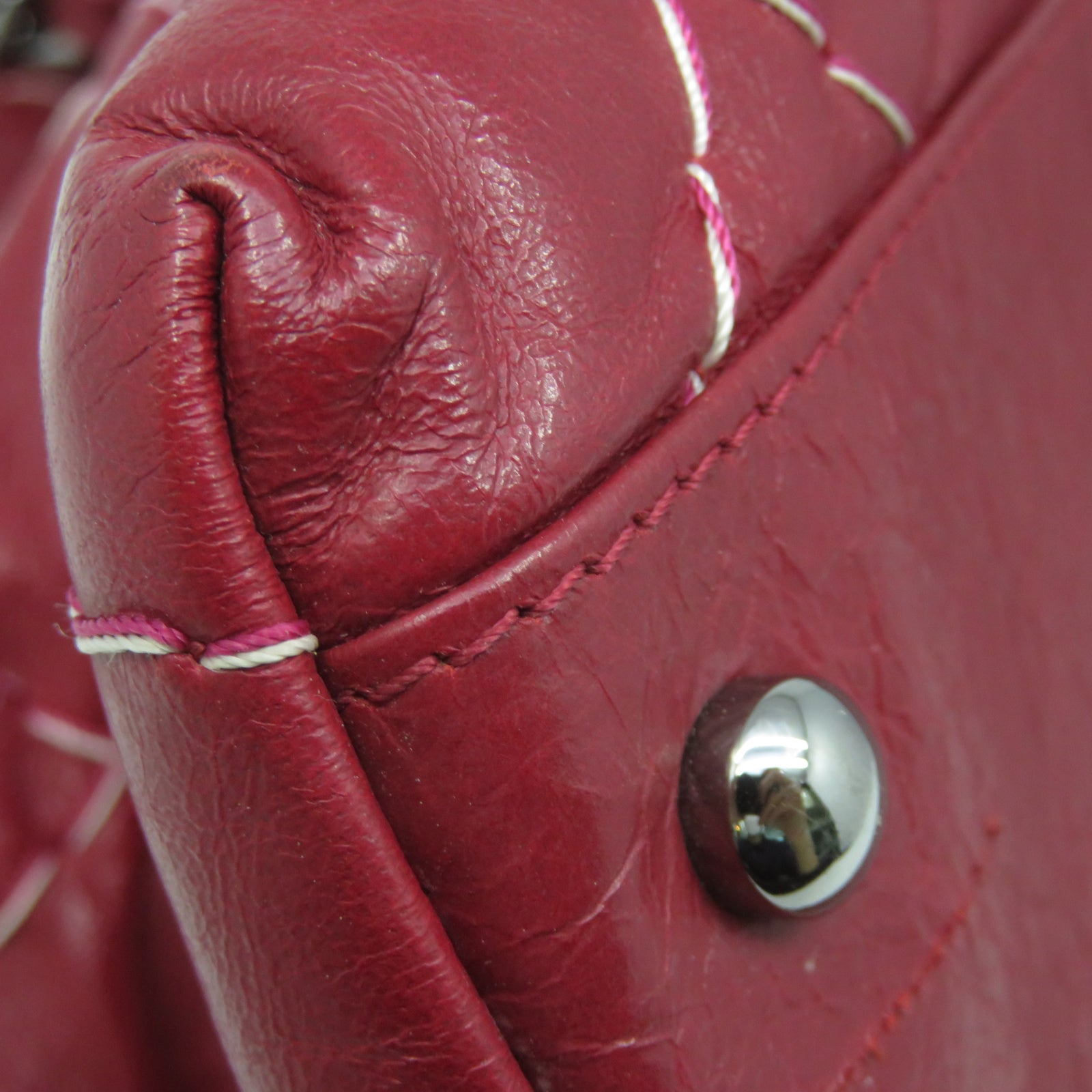 CHANEL [Sharp Reduction Offer] Lingge Cowhide Leather Chain Shoulder Silver Buckle Chain Belt Shoulder Bag Red