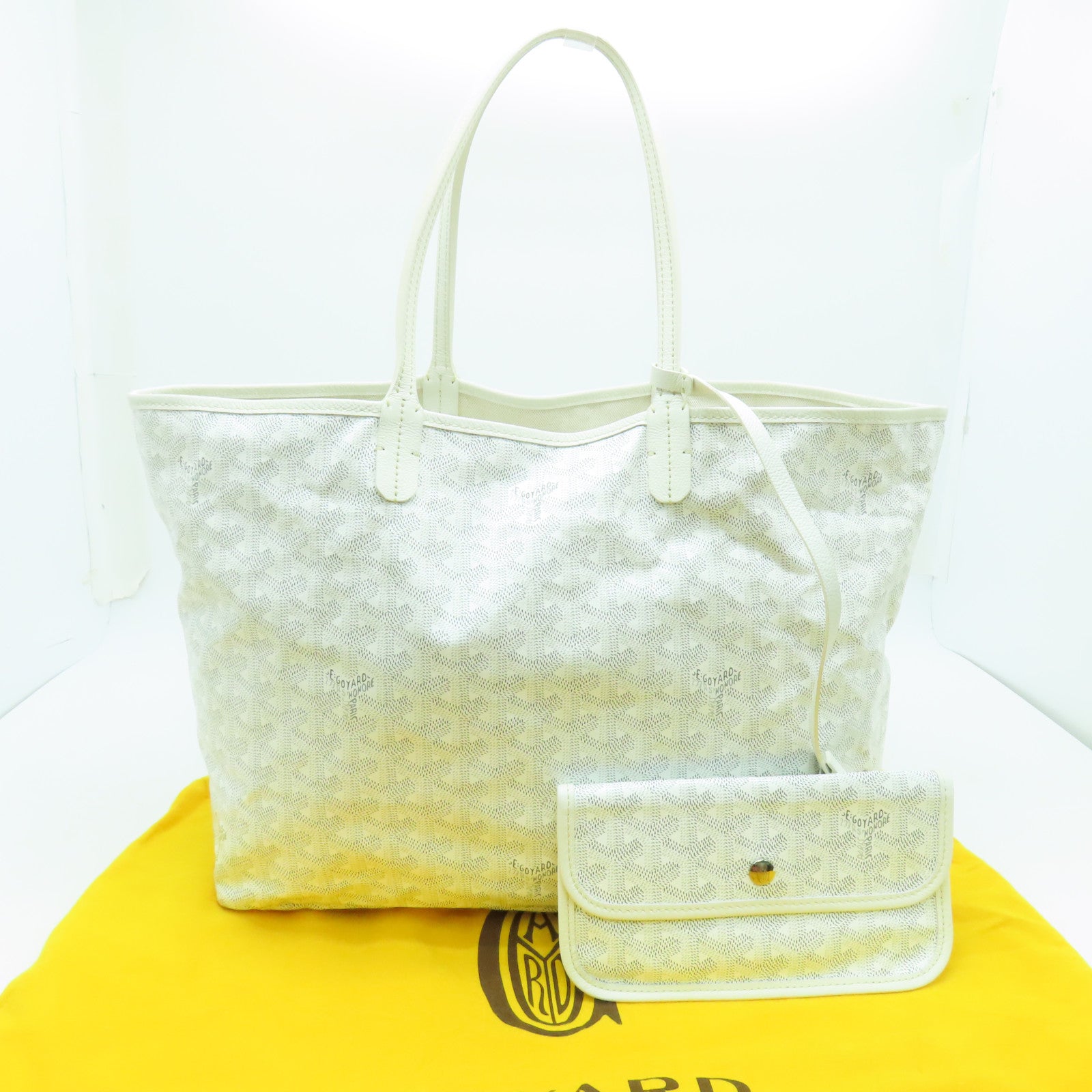 GOYARD 塗層帆布Saint Louis PM銀扣手挽袋白色