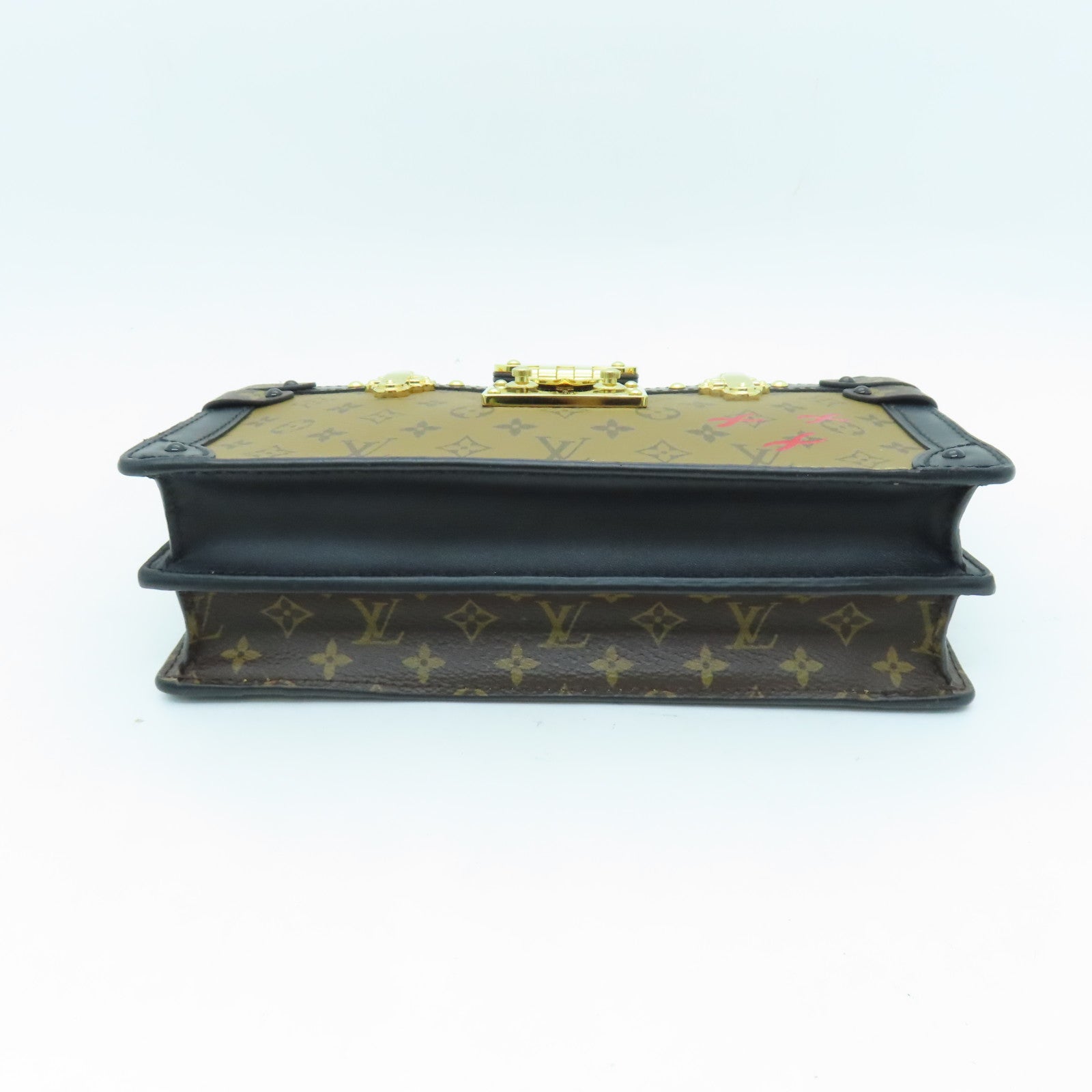 LOUIS VUITTON Monogram Trunk Clutch Gold Buckle Clutch Shoulder Bag Brown