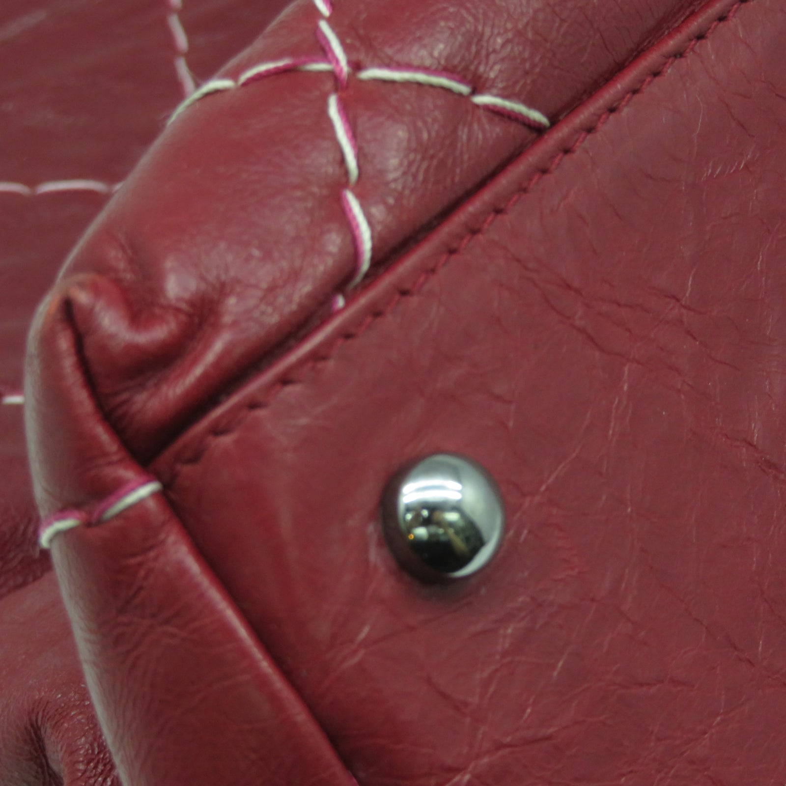 CHANEL [Sharp Reduction Offer] Lingge Cowhide Leather Chain Shoulder Silver Buckle Chain Belt Shoulder Bag Red