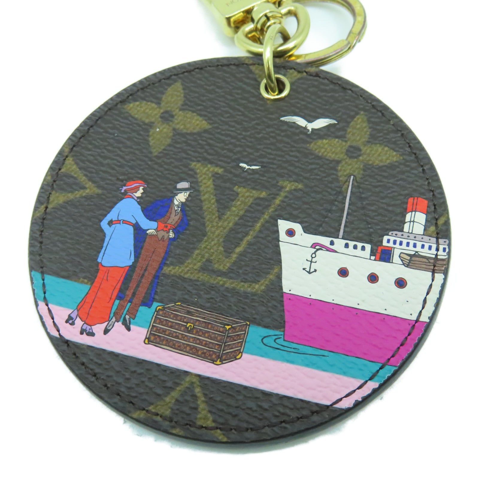 LOUIS VUITTON Monogram Key Charm金扣鎖匙扣啡色/彩色