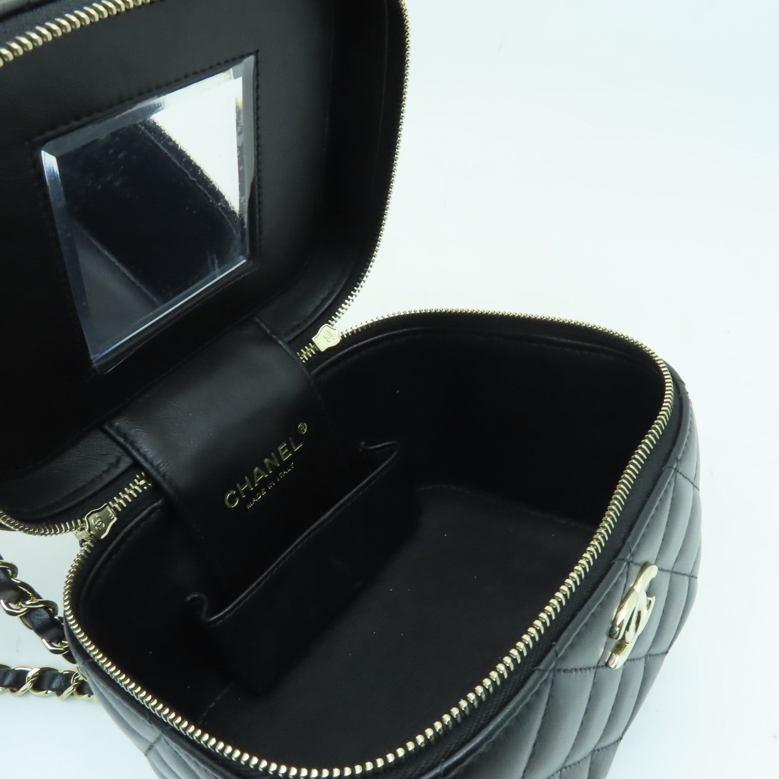 CHANEL 菱格羊皮皮革Chain Shoulder Bag金扣手挽肩背兩用袋黒色