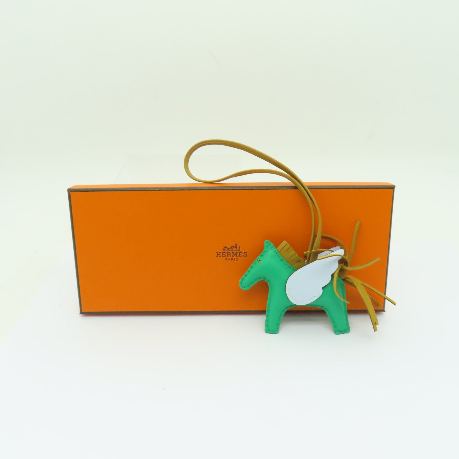 HERMES 羊皮皮革Rodeo Pegase PM Charm掛飾綠色/啡色