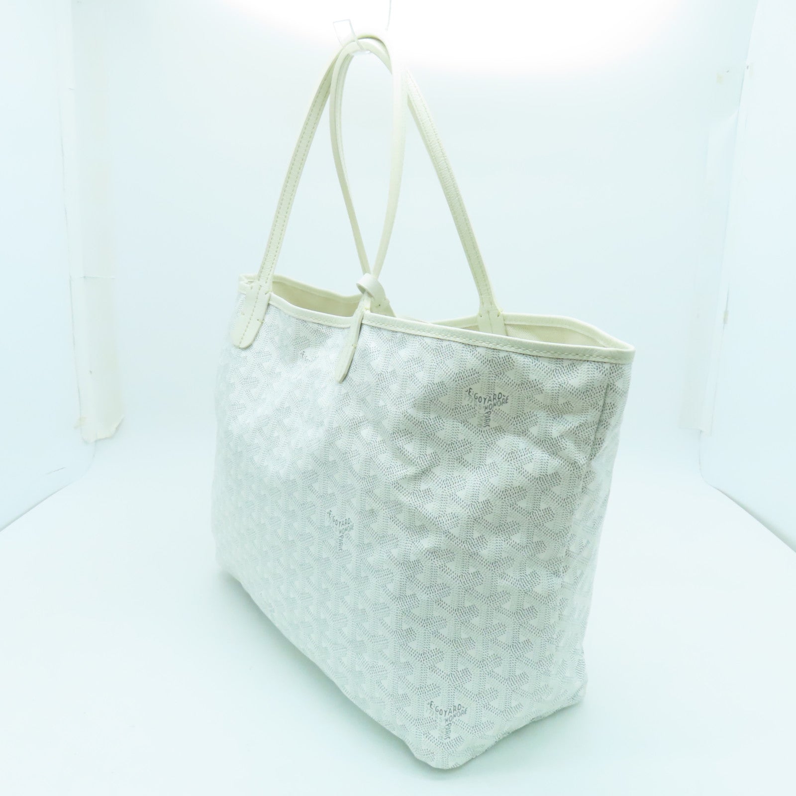 GOYARD 塗層帆布Saint Louis PM銀扣手挽袋白色