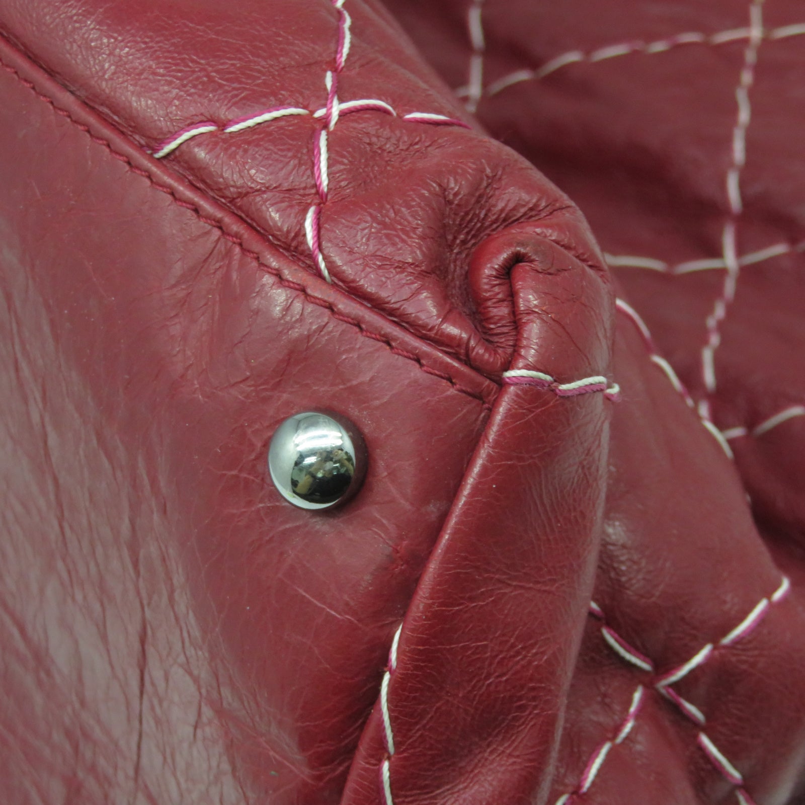 CHANEL [Sharp Reduction Offer] Lingge Cowhide Leather Chain Shoulder Silver Buckle Chain Belt Shoulder Bag Red