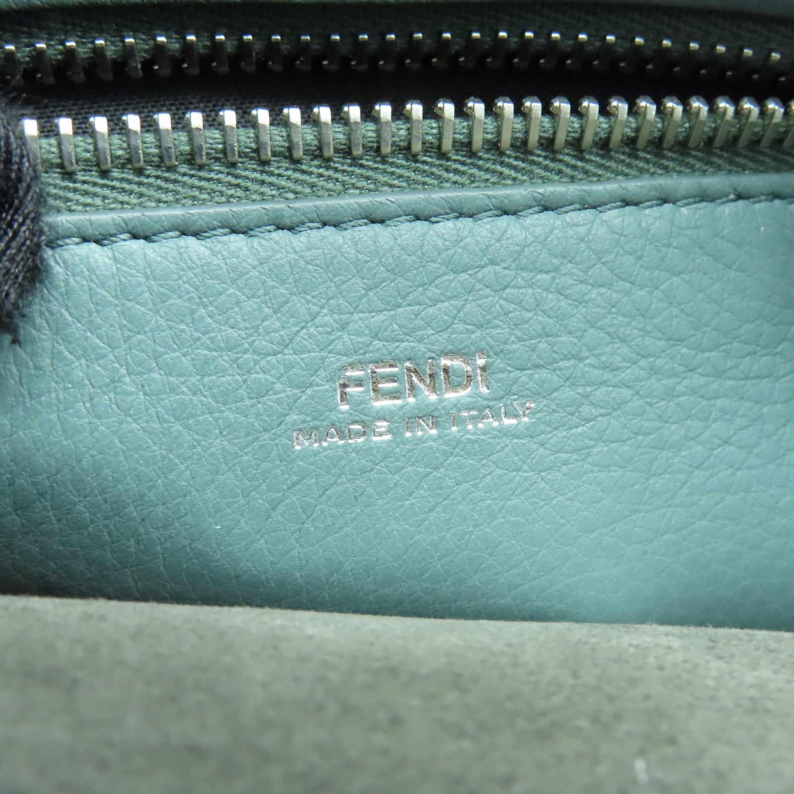 FENDI Cowhide Leather Dotcom Silver Buckle Handle Shoulder Bag Blue