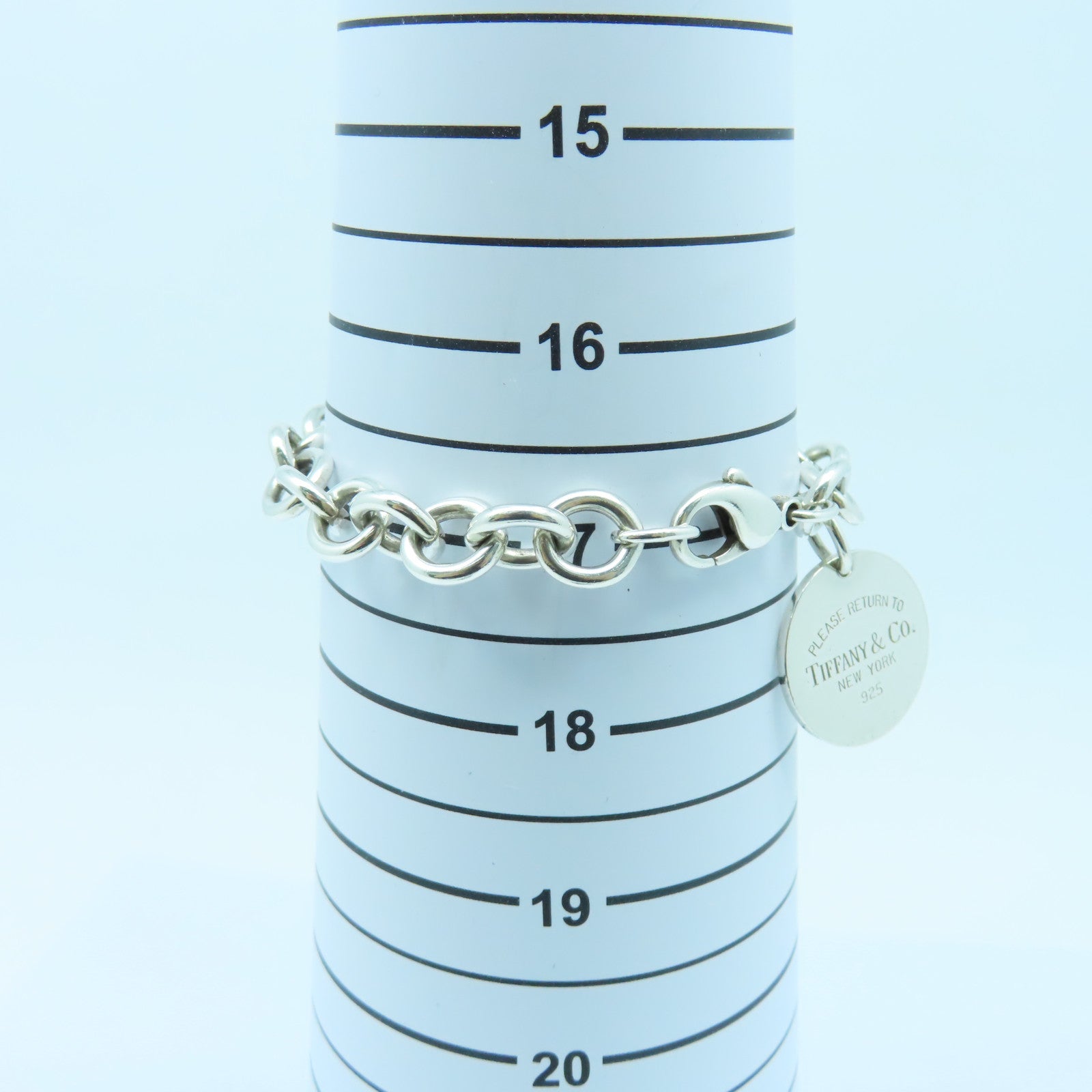TIFFANY＆CO 925純銀Circle Tag Charm Bracelet手鏈銀色