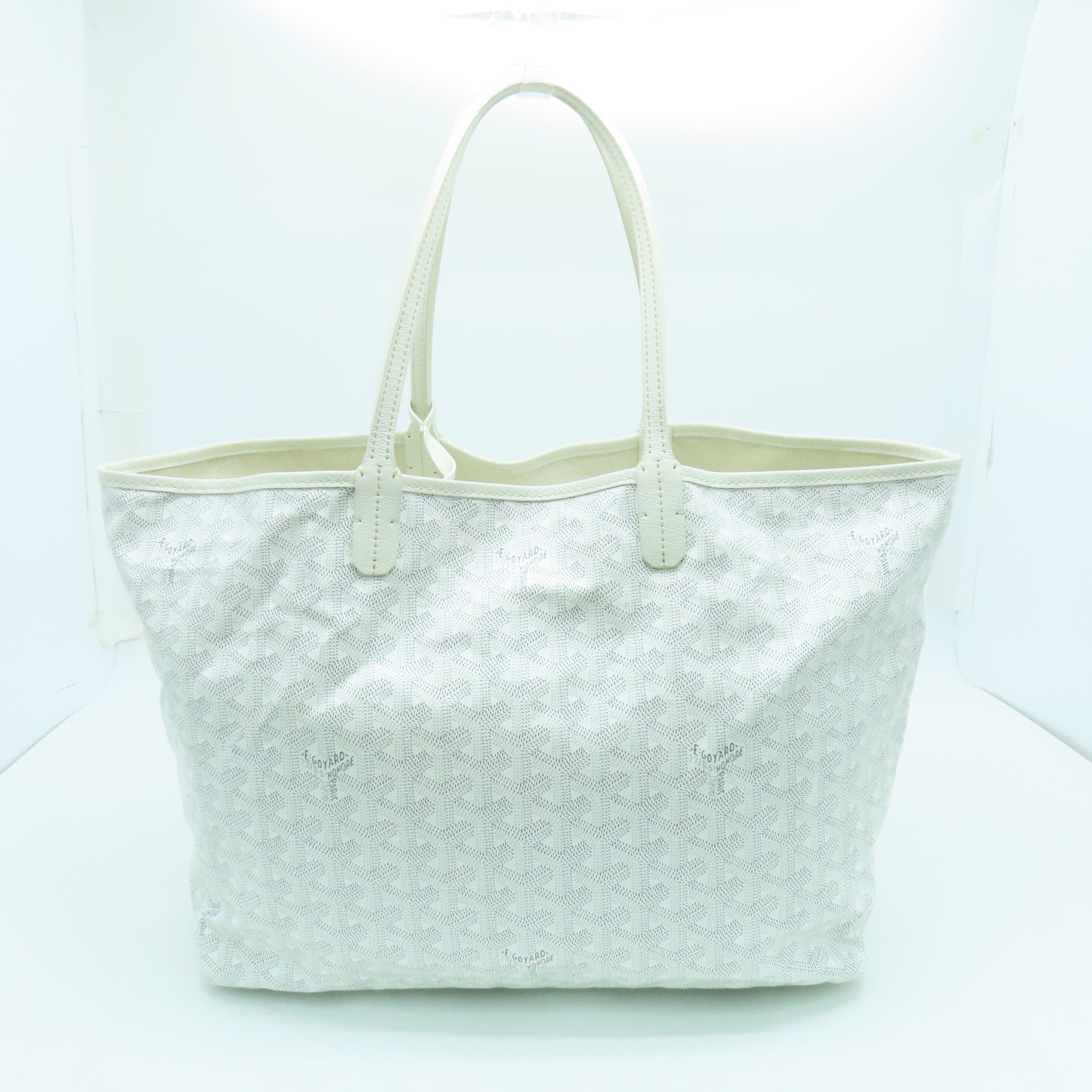 GOYARD 塗層帆布Saint Louis PM銀扣手挽袋白色