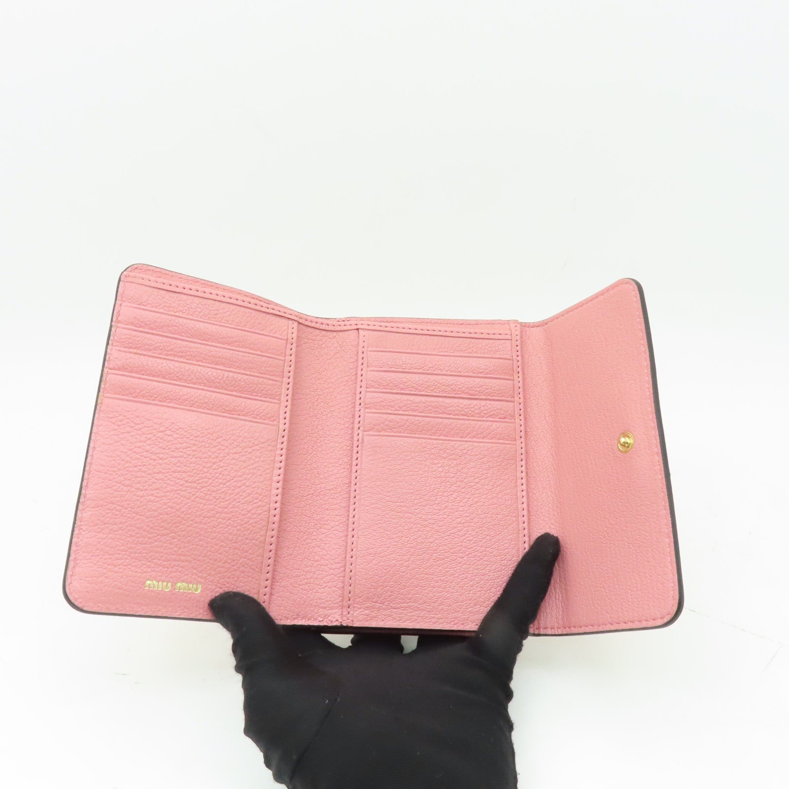 Miu Miu 牛皮皮革Wallet金扣錢包粉紅色