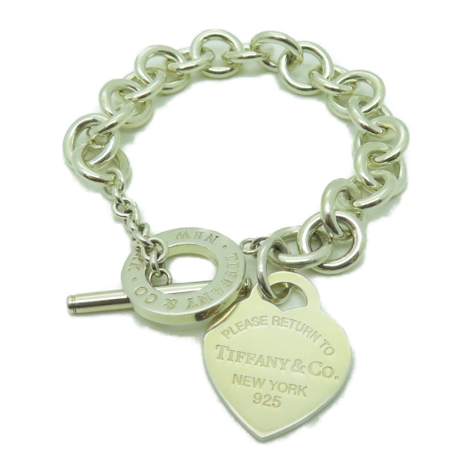 TIFFANY＆CO 925純銀Heart Tag Toggle手鏈銀色