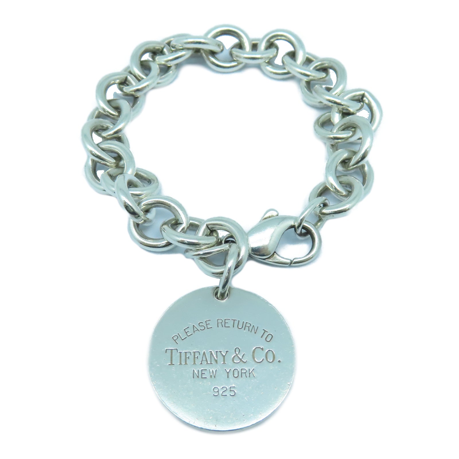 TIFFANY＆CO 925純銀Circle Tag Charm Bracelet手鏈銀色
