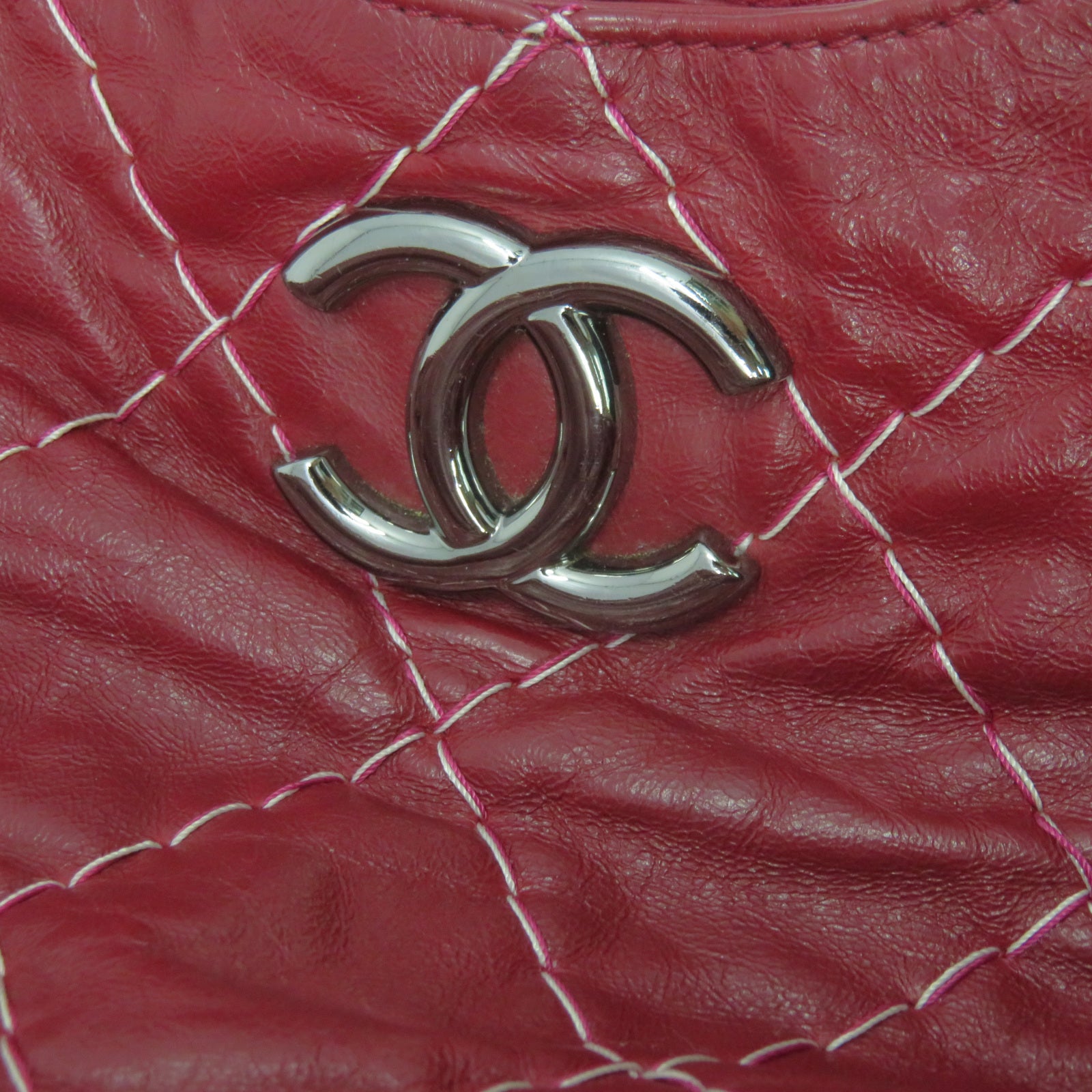 CHANEL [Sharp Reduction Offer] Lingge Cowhide Leather Chain Shoulder Silver Buckle Chain Belt Shoulder Bag Red