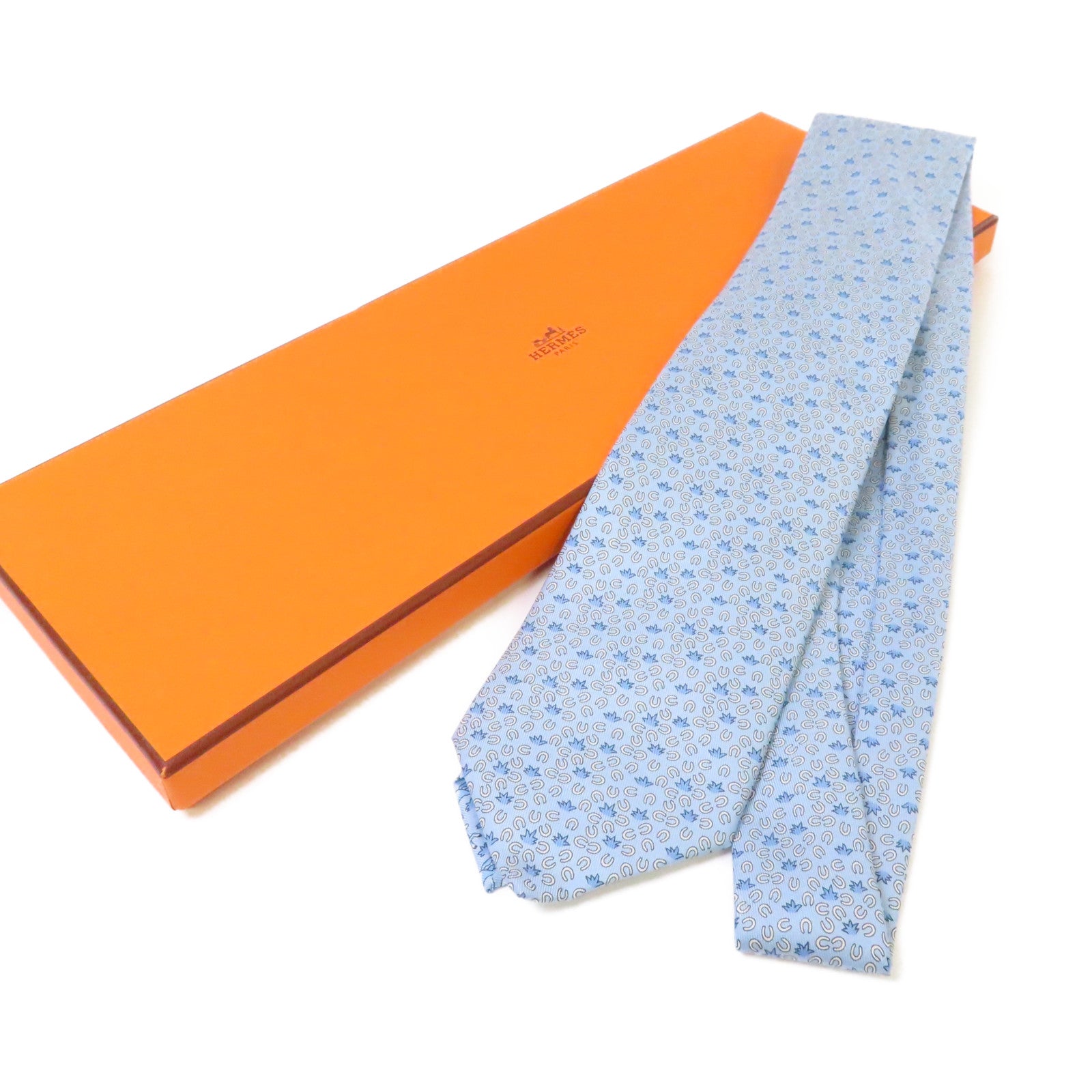 HERMES 絲質Necktie領帶淺藍色/彩色