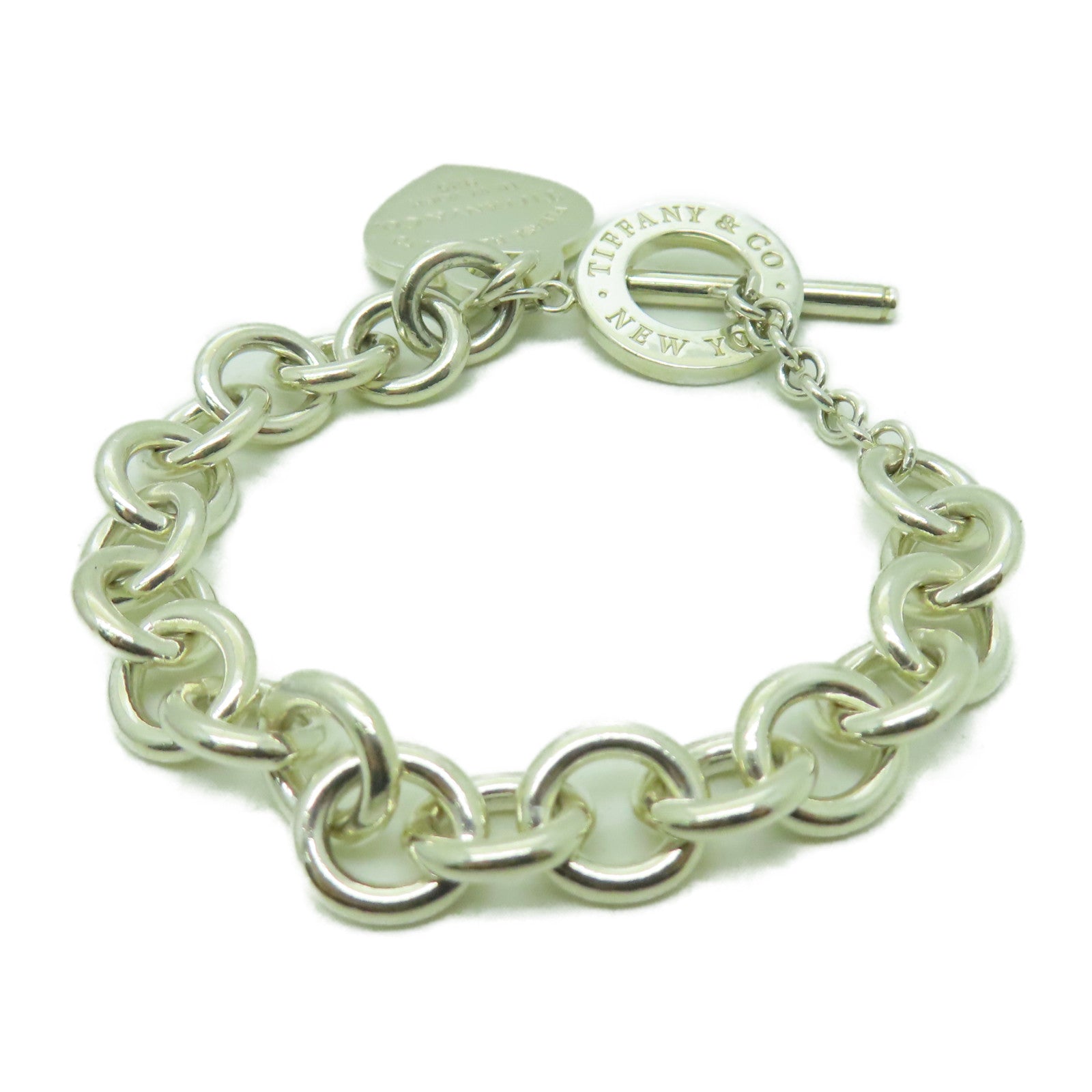 TIFFANY＆CO 925純銀Heart Tag Toggle手鏈銀色
