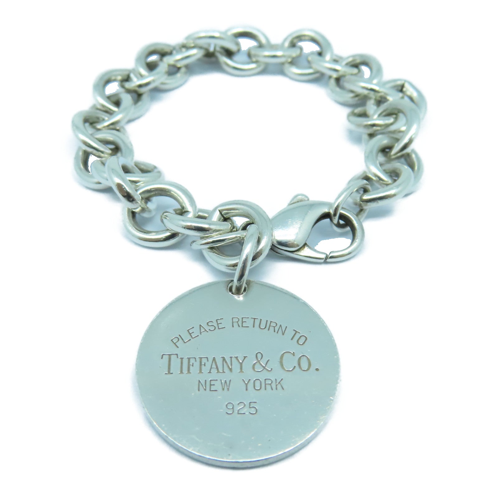 TIFFANY＆CO 925純銀Circle Tag Charm Bracelet手鏈銀色