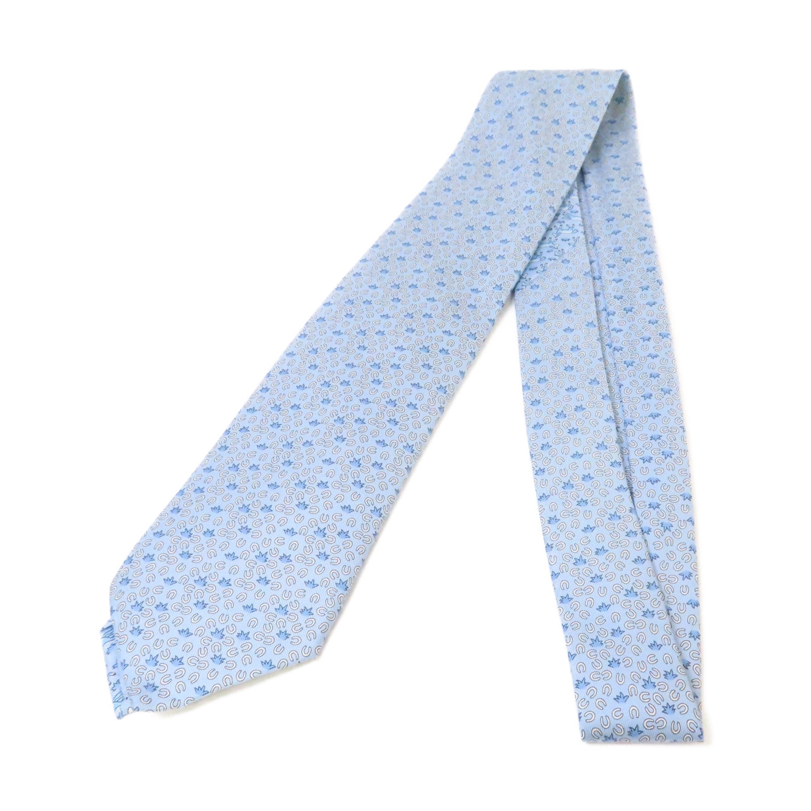 HERMES 絲質Necktie領帶淺藍色/彩色