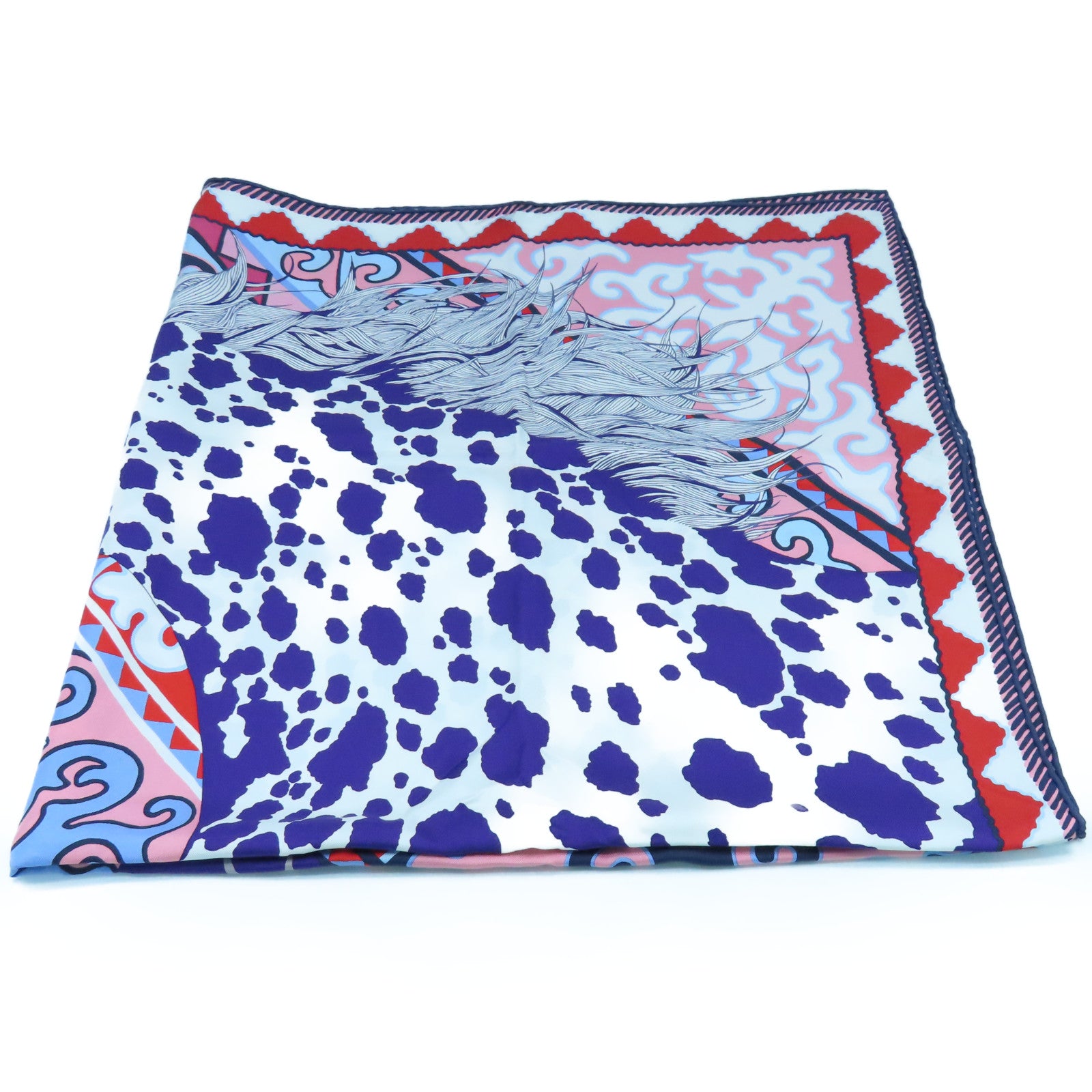 HERMES 丝质Scarf 90x90丝巾蓝色白色