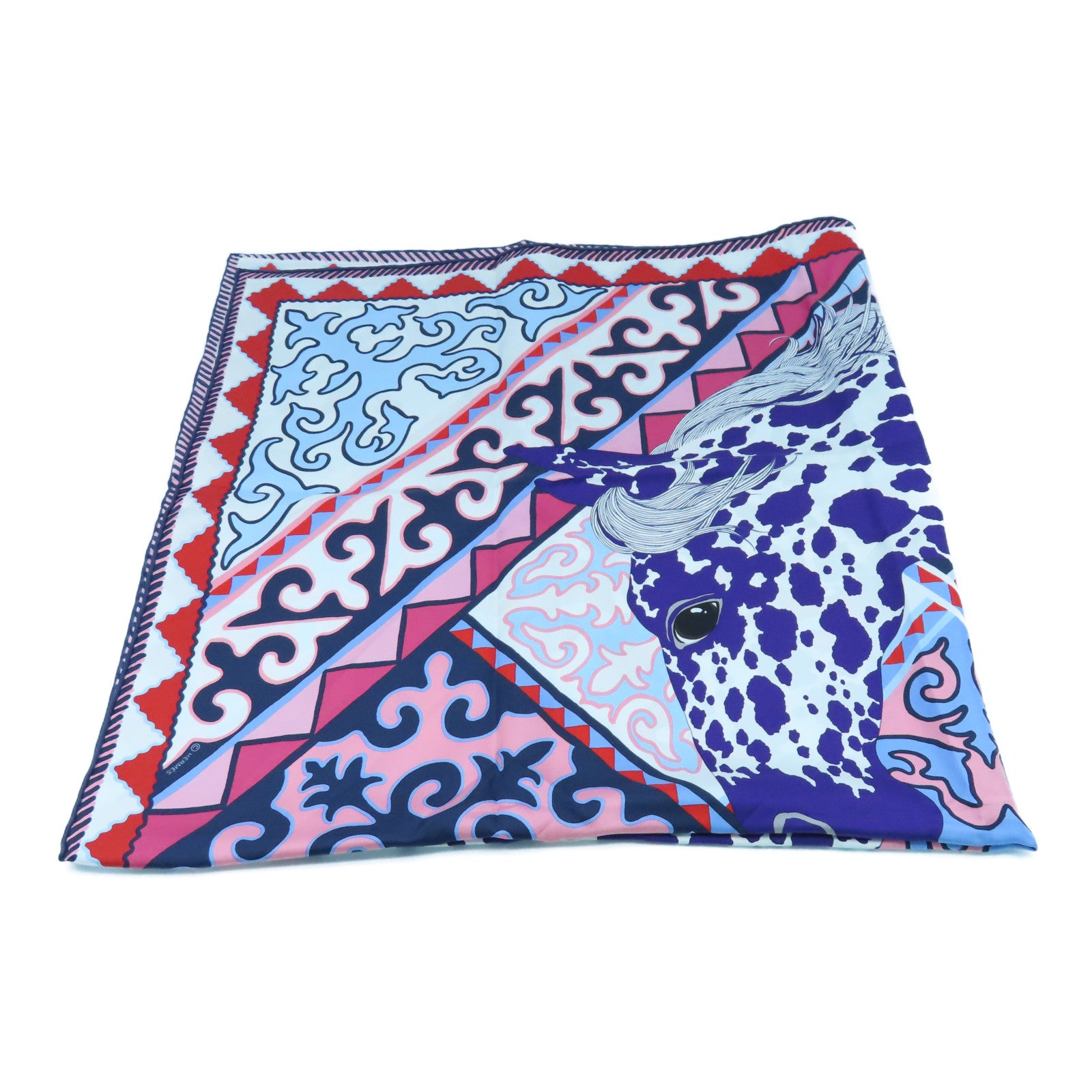 HERMES 丝质Scarf 90x90丝巾蓝色白色