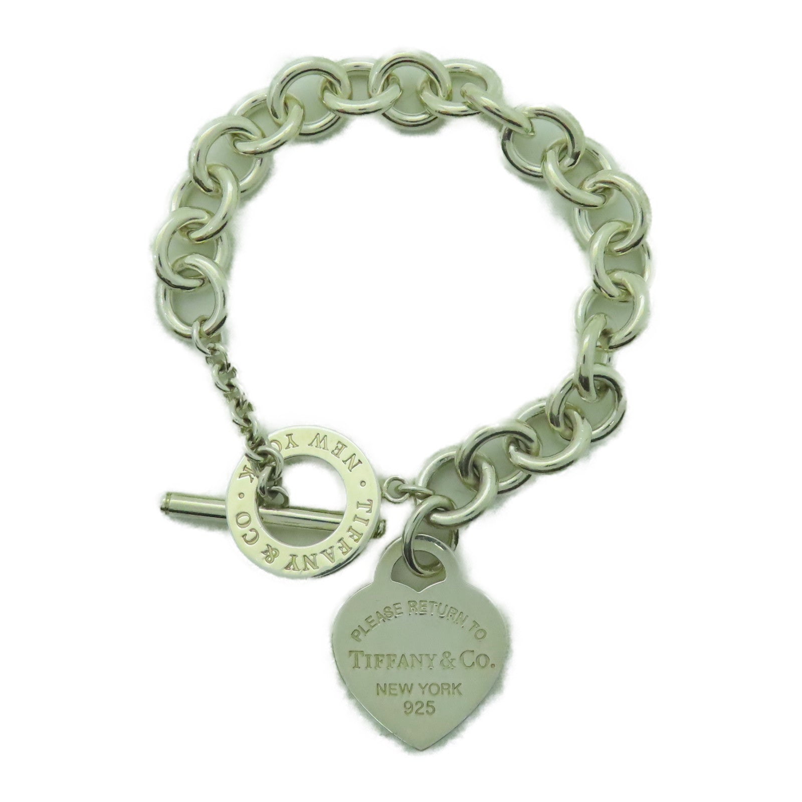 TIFFANY＆CO 925純銀Heart Tag Toggle手鏈銀色