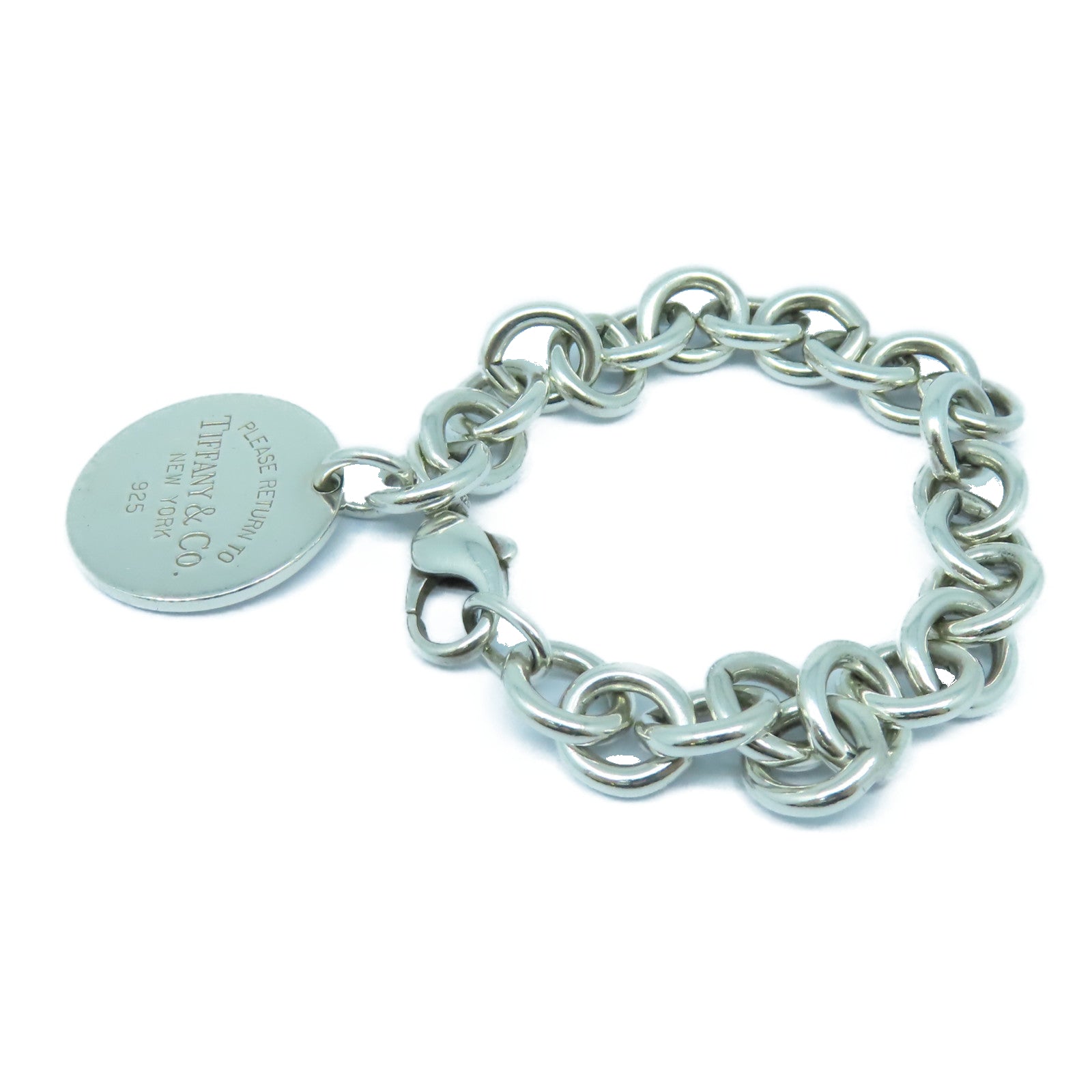 TIFFANY＆CO 925純銀Circle Tag Charm Bracelet手鏈銀色